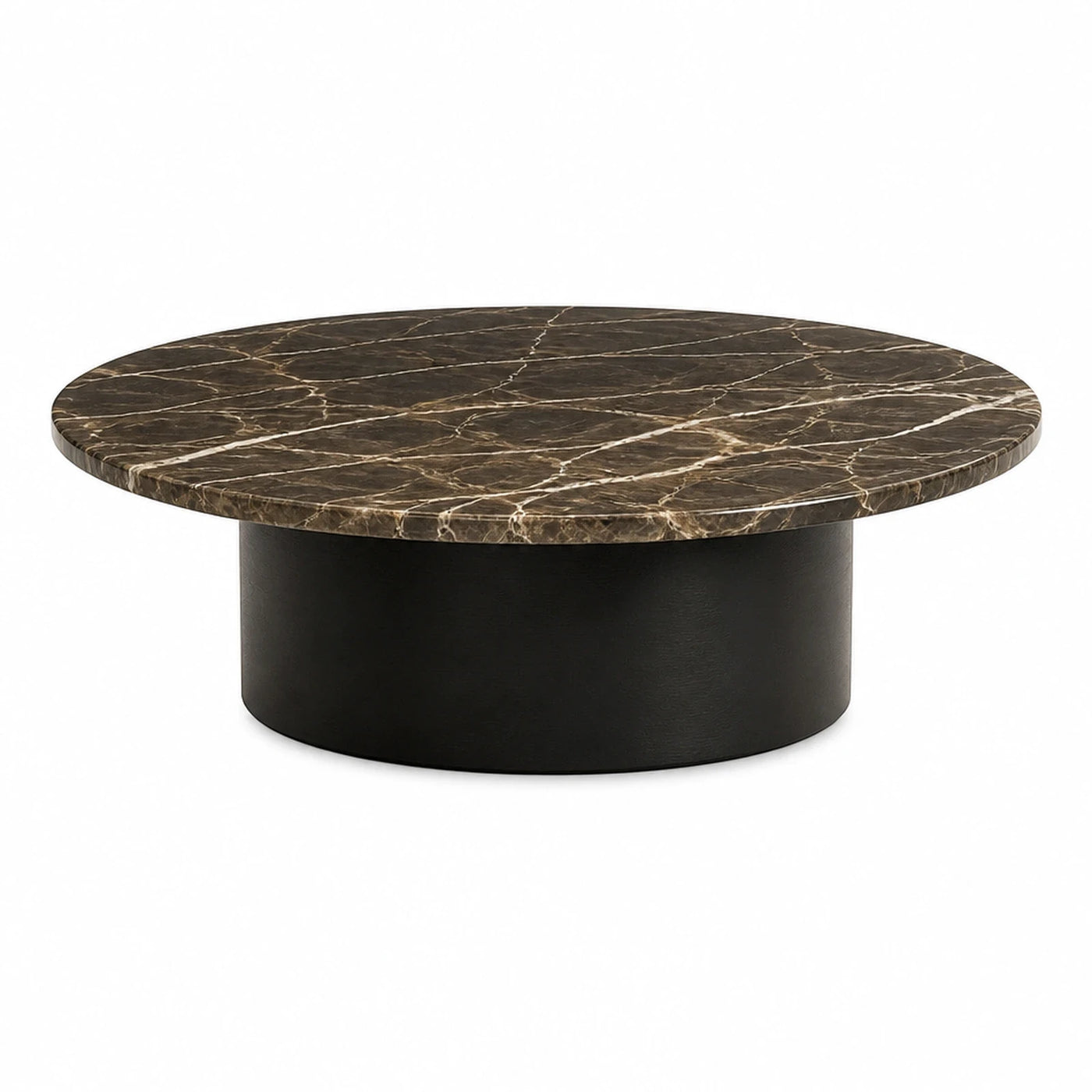 Round Marble Top Coffee Table with Black Base