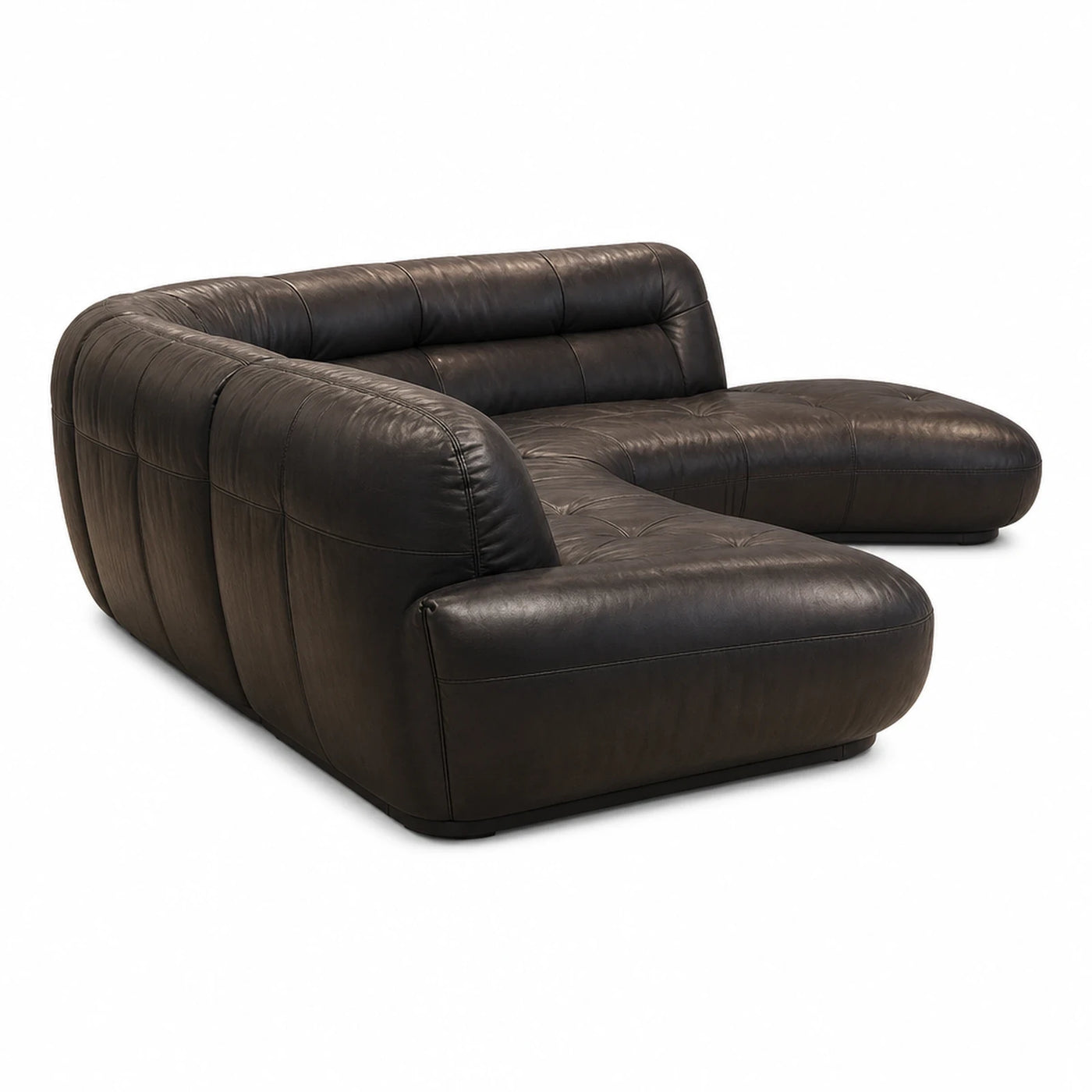 Dark Brown Leather Modular Sectional Sofa