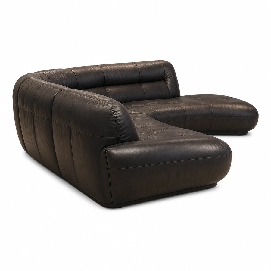 Dark Brown Leather Modular Sectional Sofa