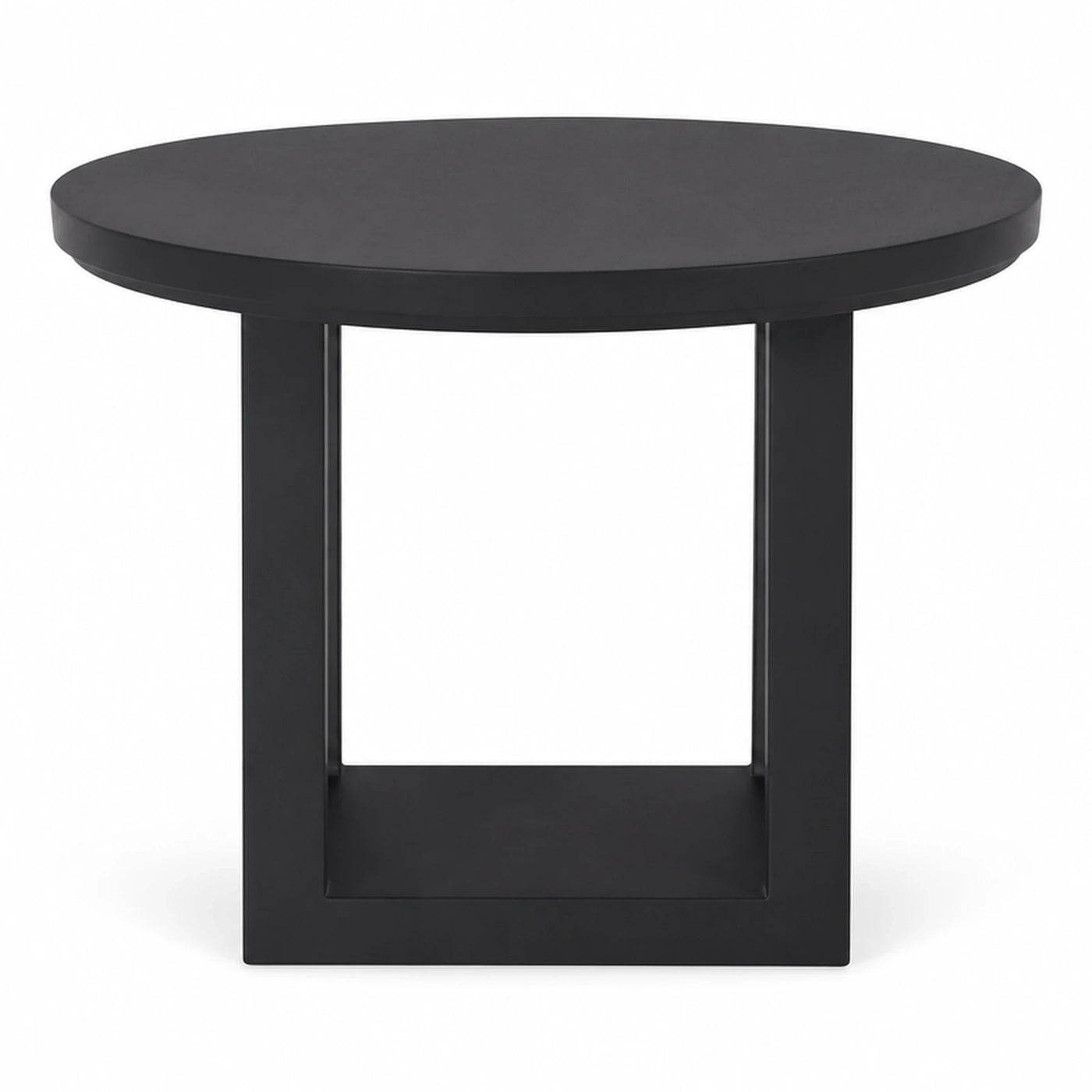 Black Round Coffee Table with Square Base
