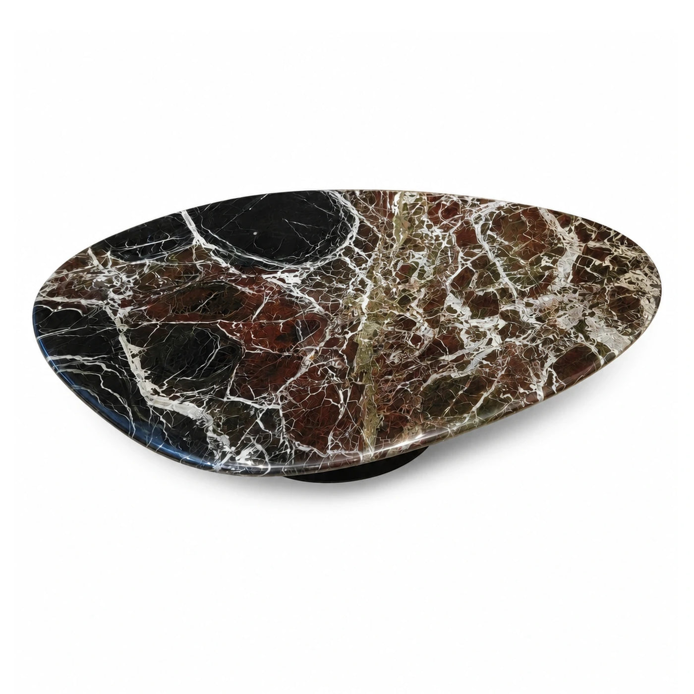 Organic Shaped Marble Coffee Table with Dark Veining