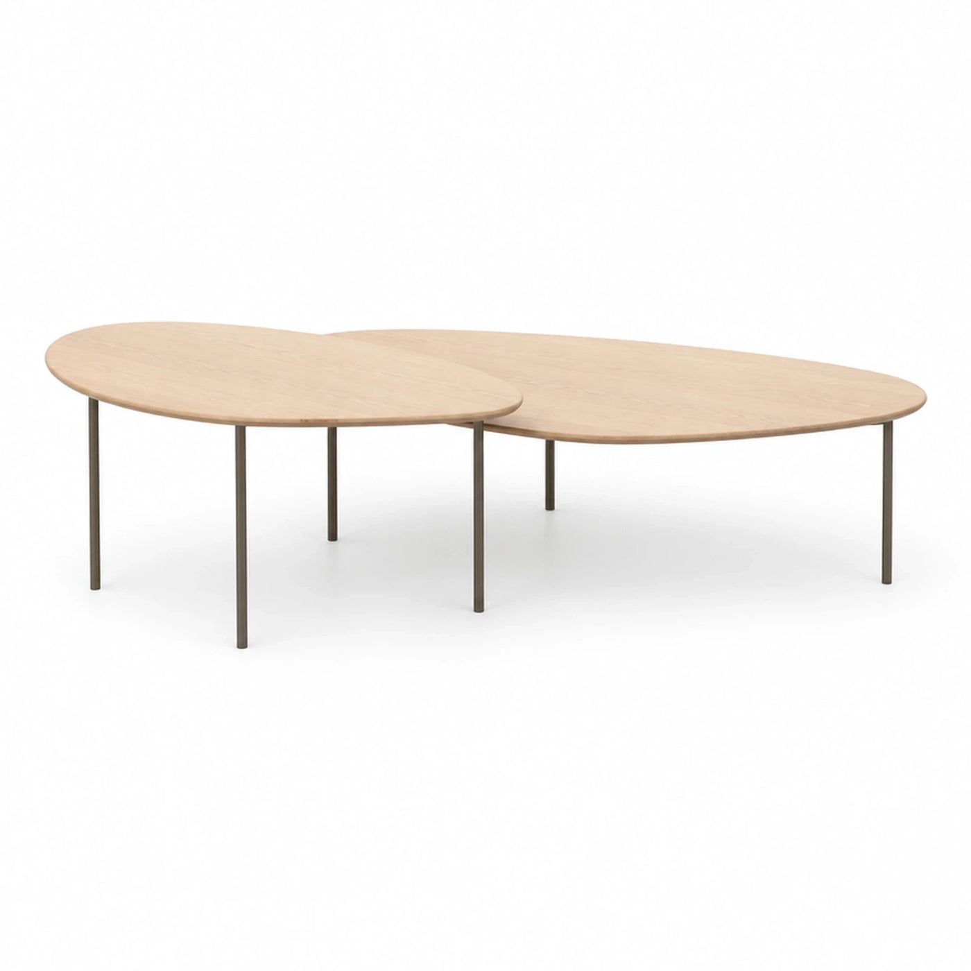Light Wood Oval Nesting Coffee Tables