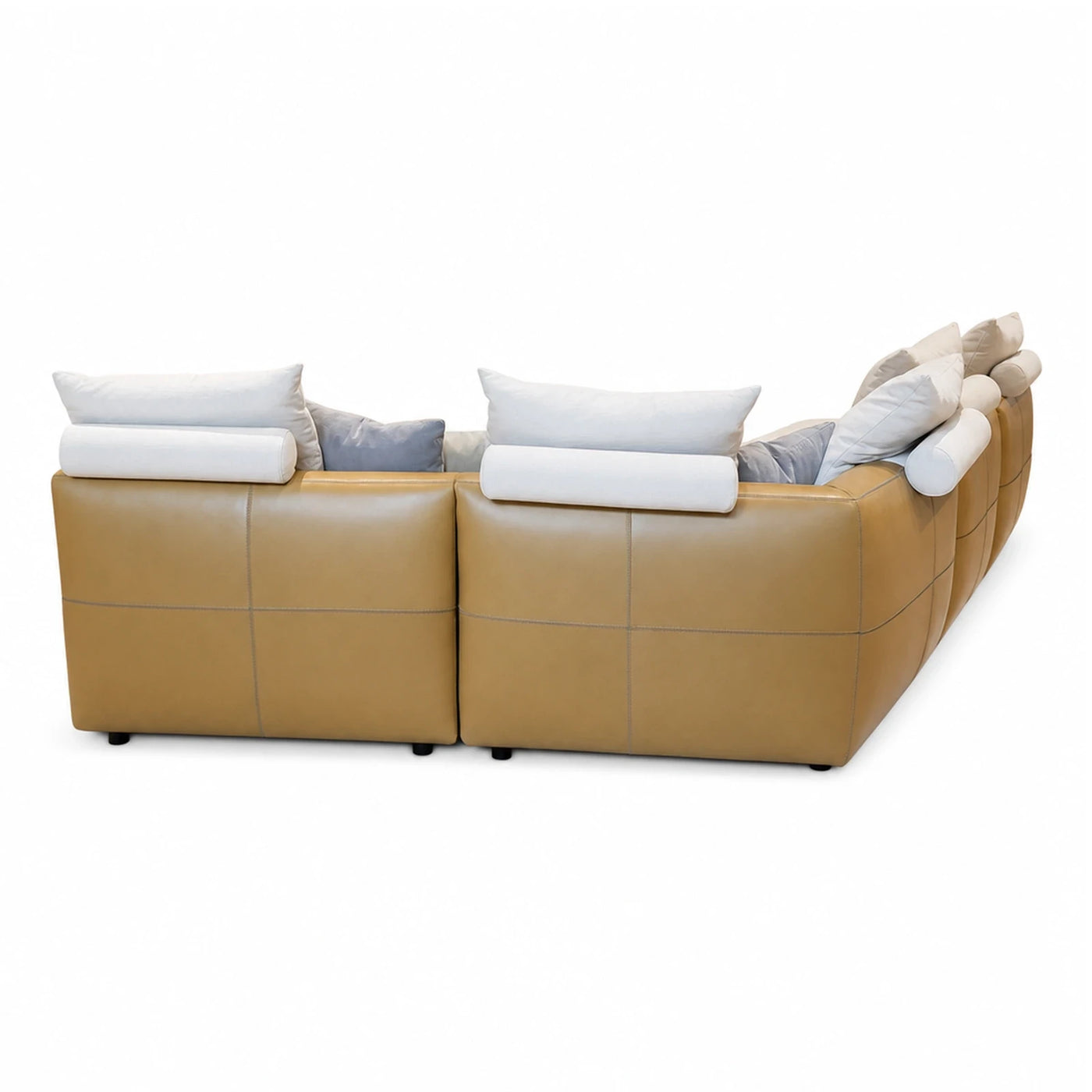 Modular Leather Sectional Sofa with Pillows