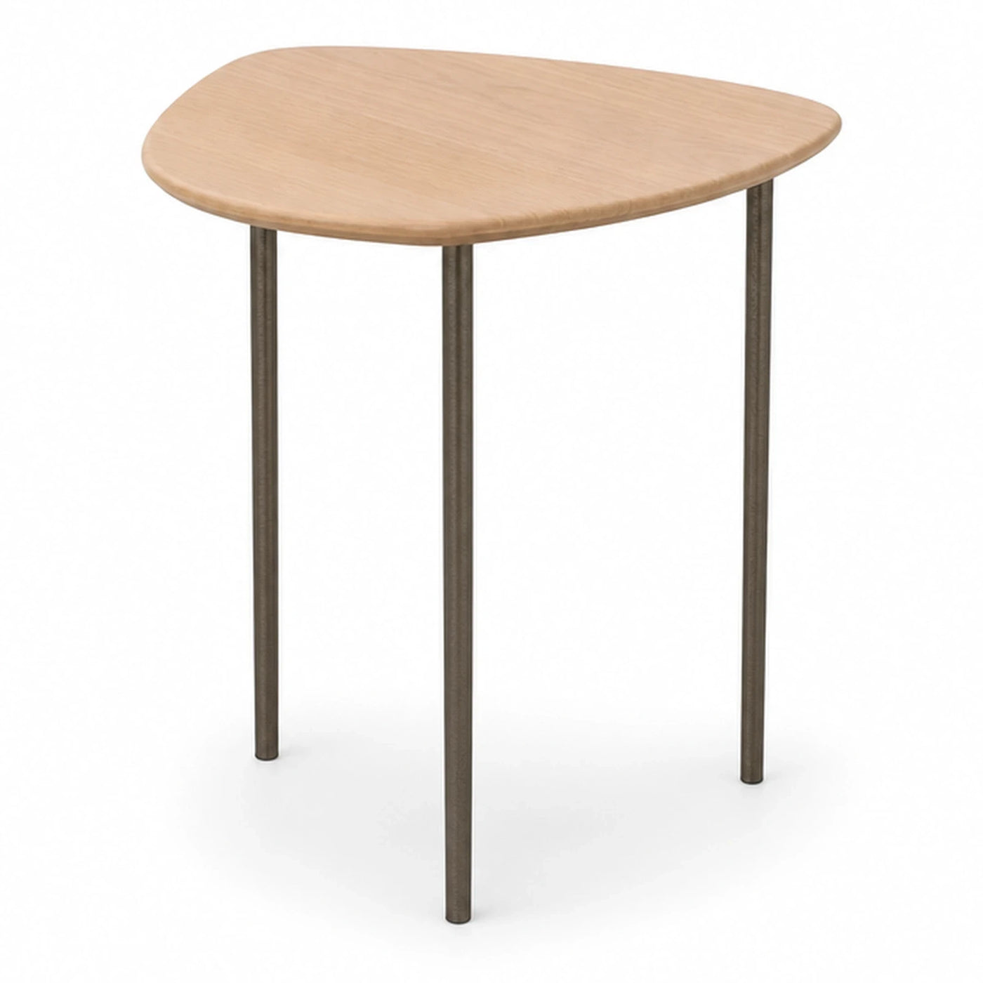 Triangular Wood Top Side Table with Metal Legs