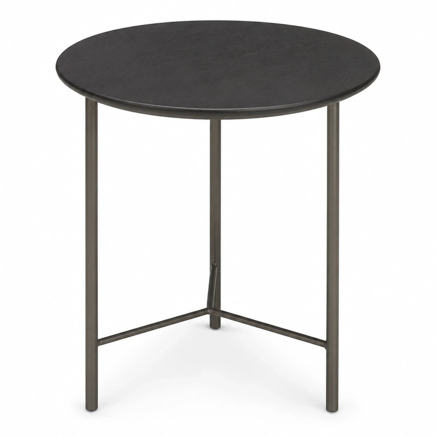 Round Black Side Table with Metal Base