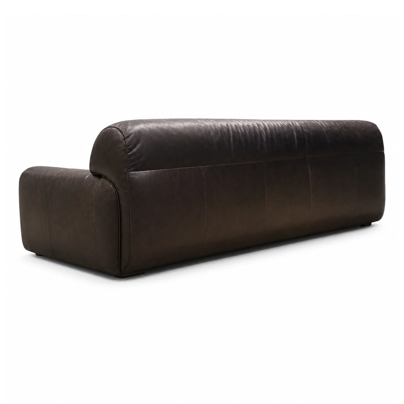 Dark Brown Leather Sofa with Rolled Back