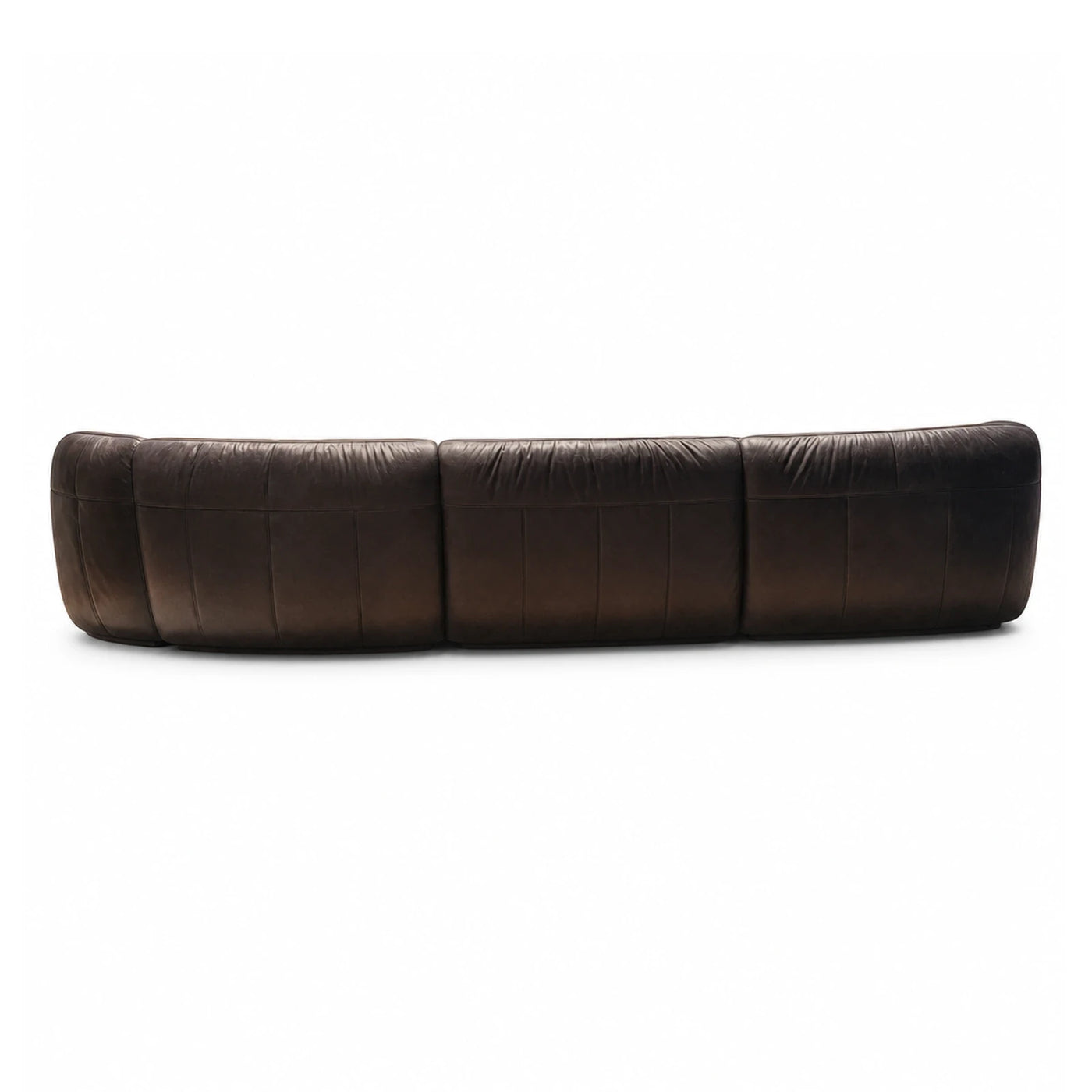 Dark Brown Leather Modular Sofa with Vertical Stitching