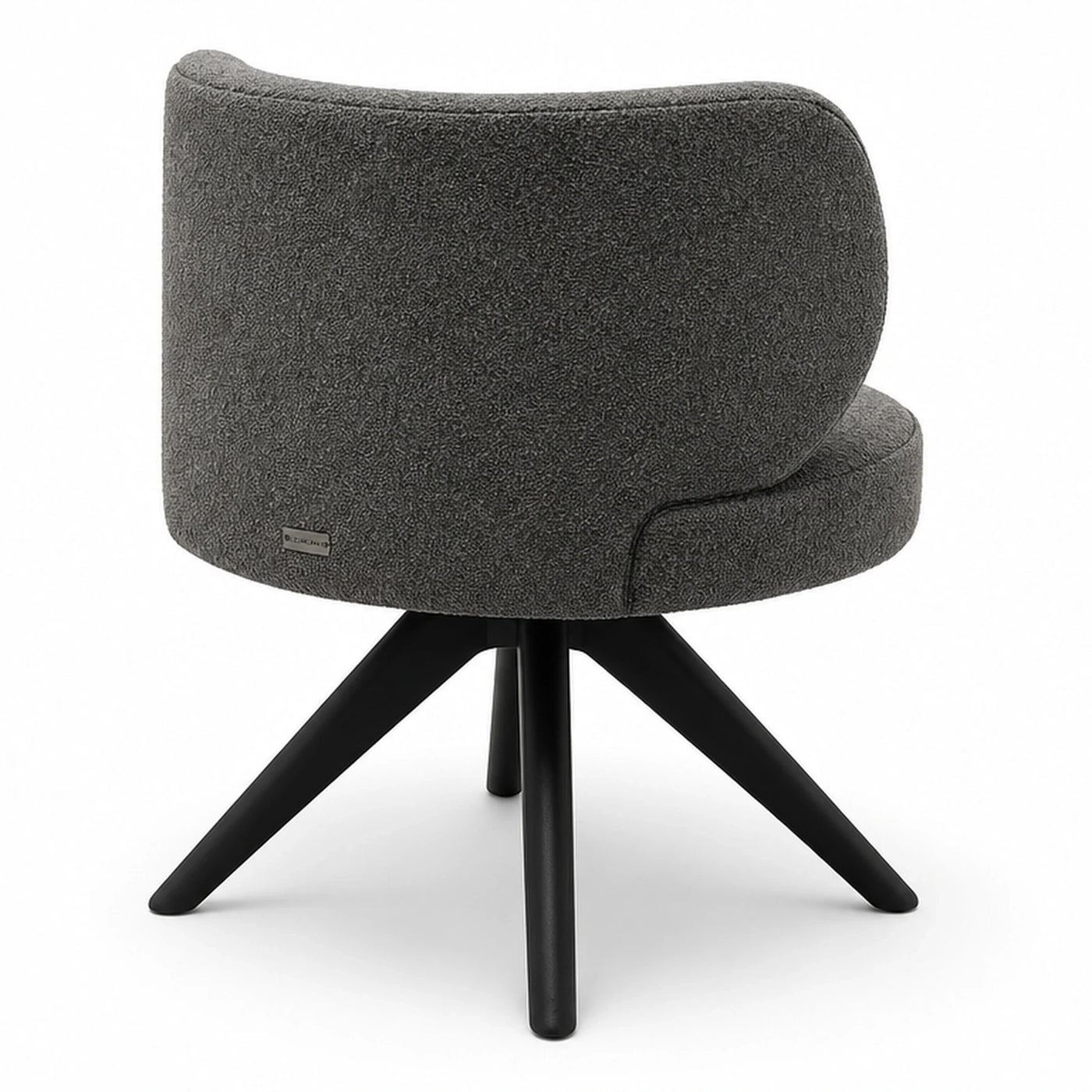 Grey Boucle Swivel Accent Chair with Black Wood Base