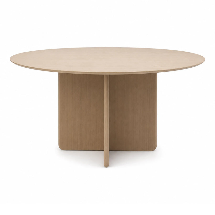 Round Wooden Dining Table with Pedestal Base