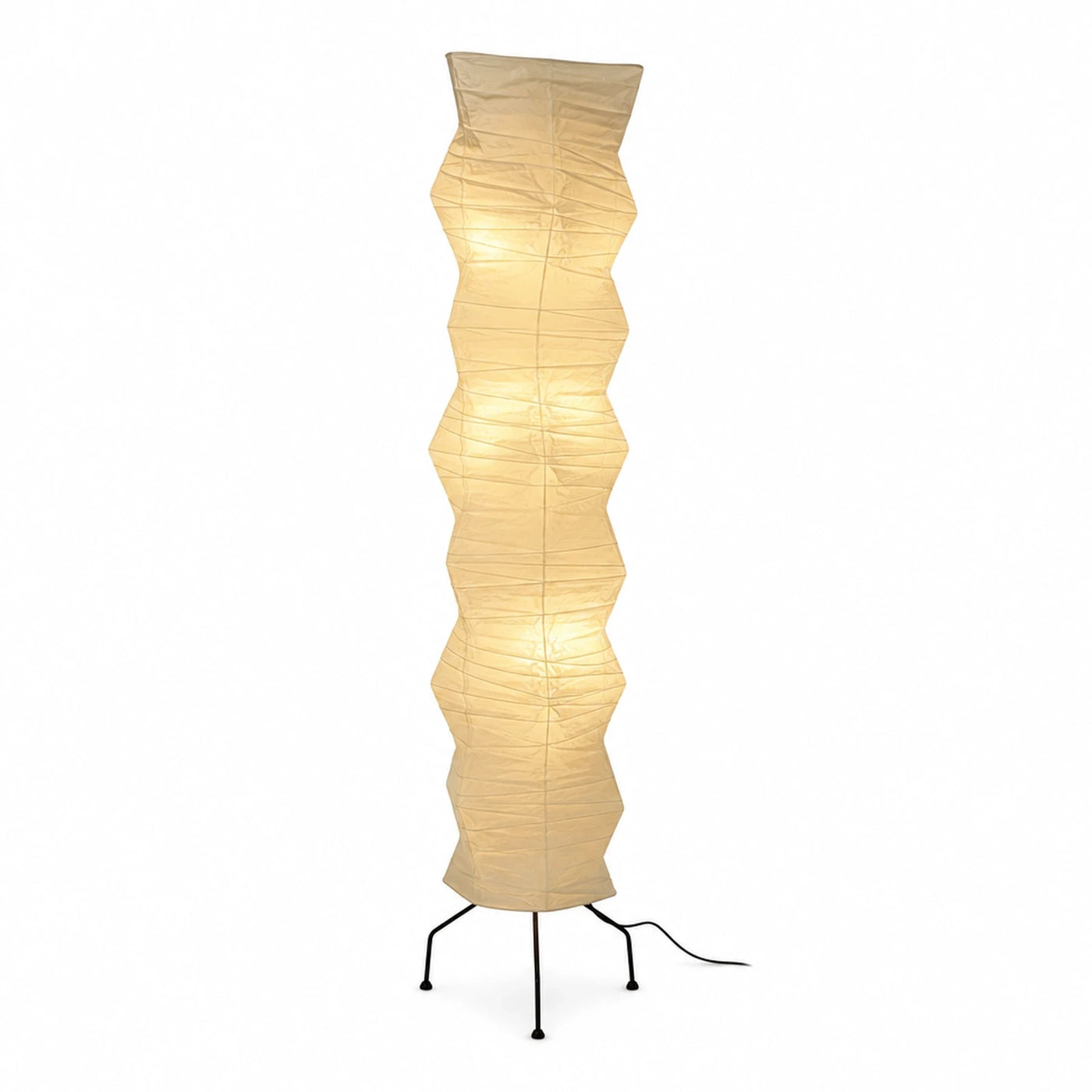 Tall Crinkled Paper Floor Lamp with Tripod Base
