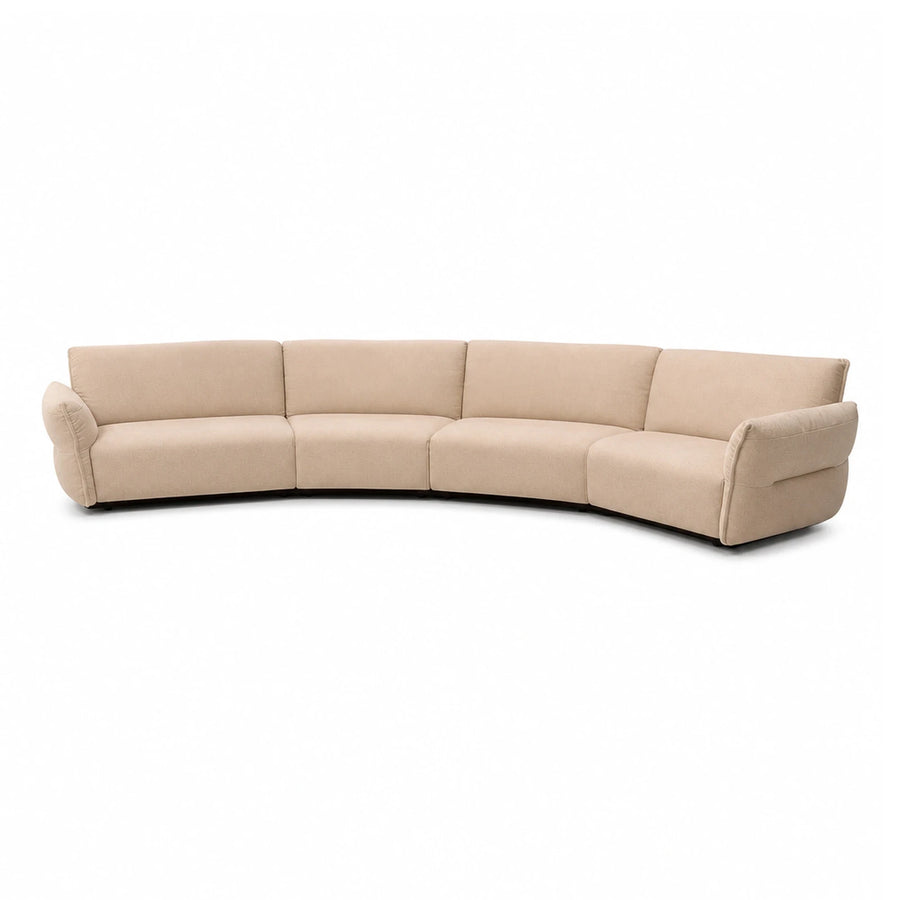 Beige Curved Modular Sectional Sofa