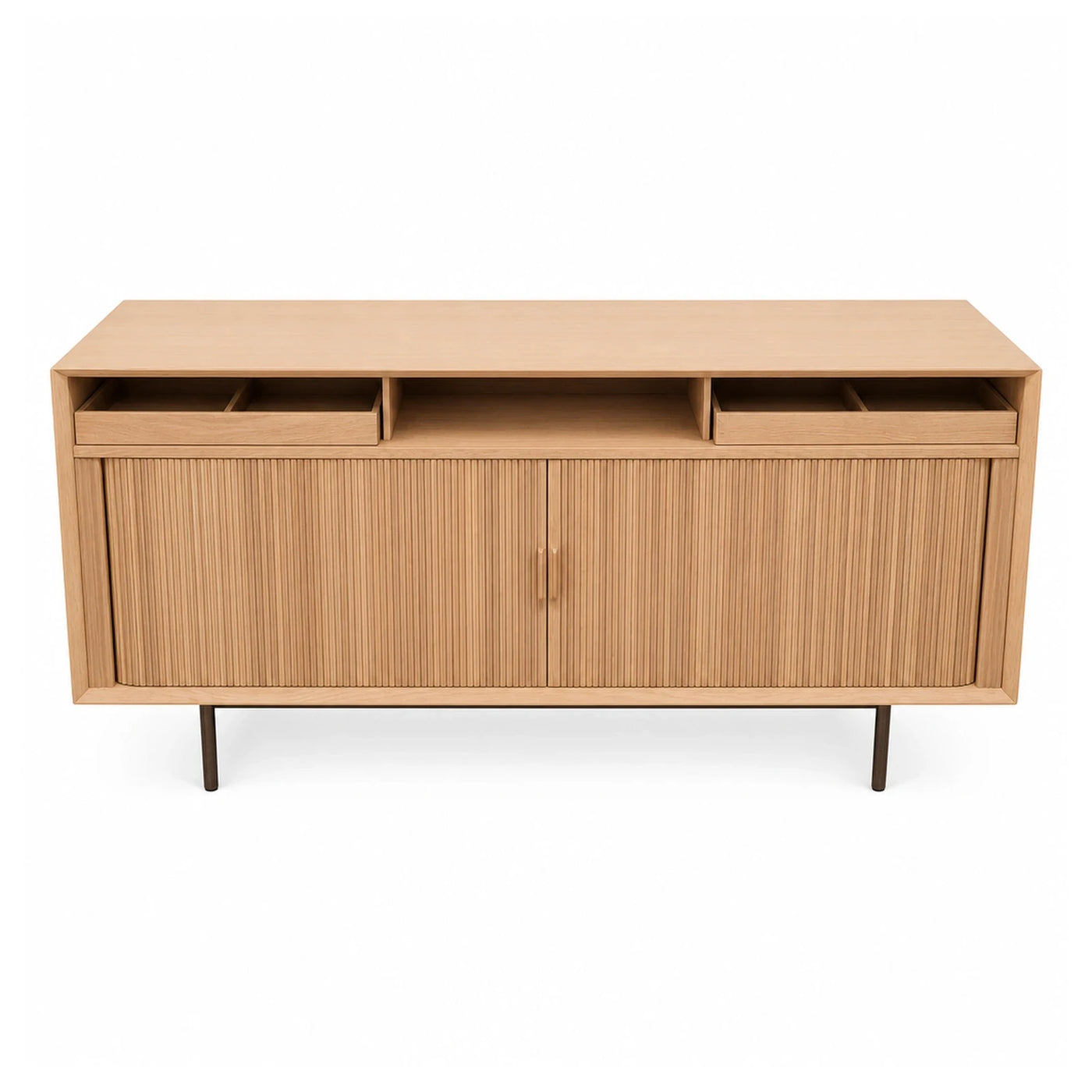 Light Wood Sideboard with Fluted Doors and Drawers