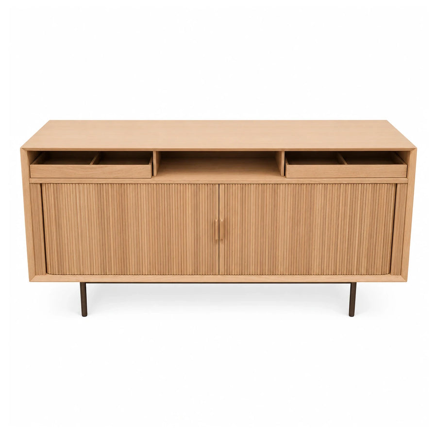 Light Wood Sideboard with Fluted Doors and Drawers
