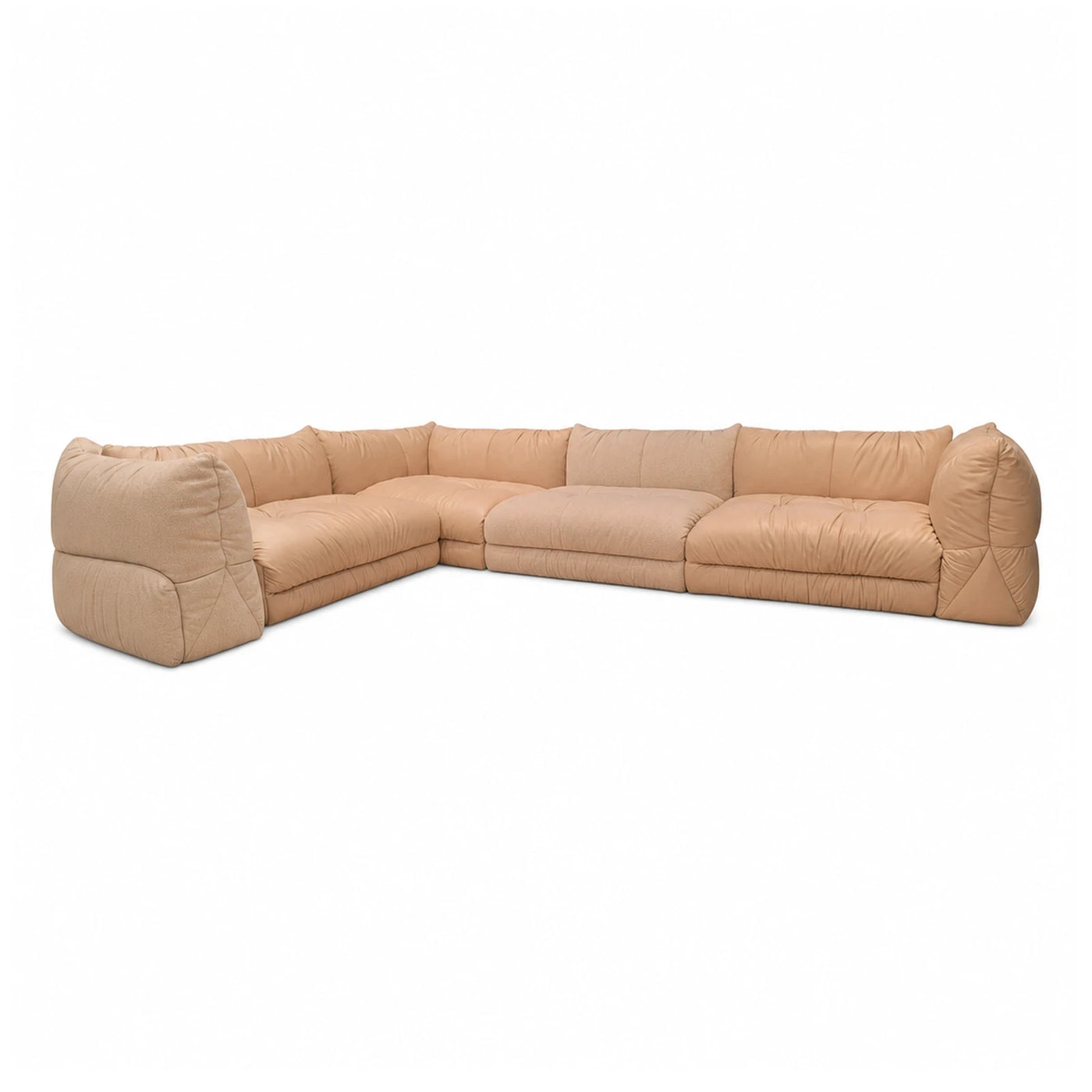 Beige Modular Sectional Sofa with Plush Cushions