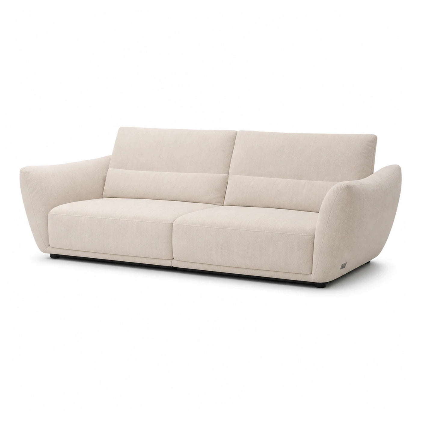 Cream Fabric Two-Seater Sofa with Curved Arms
