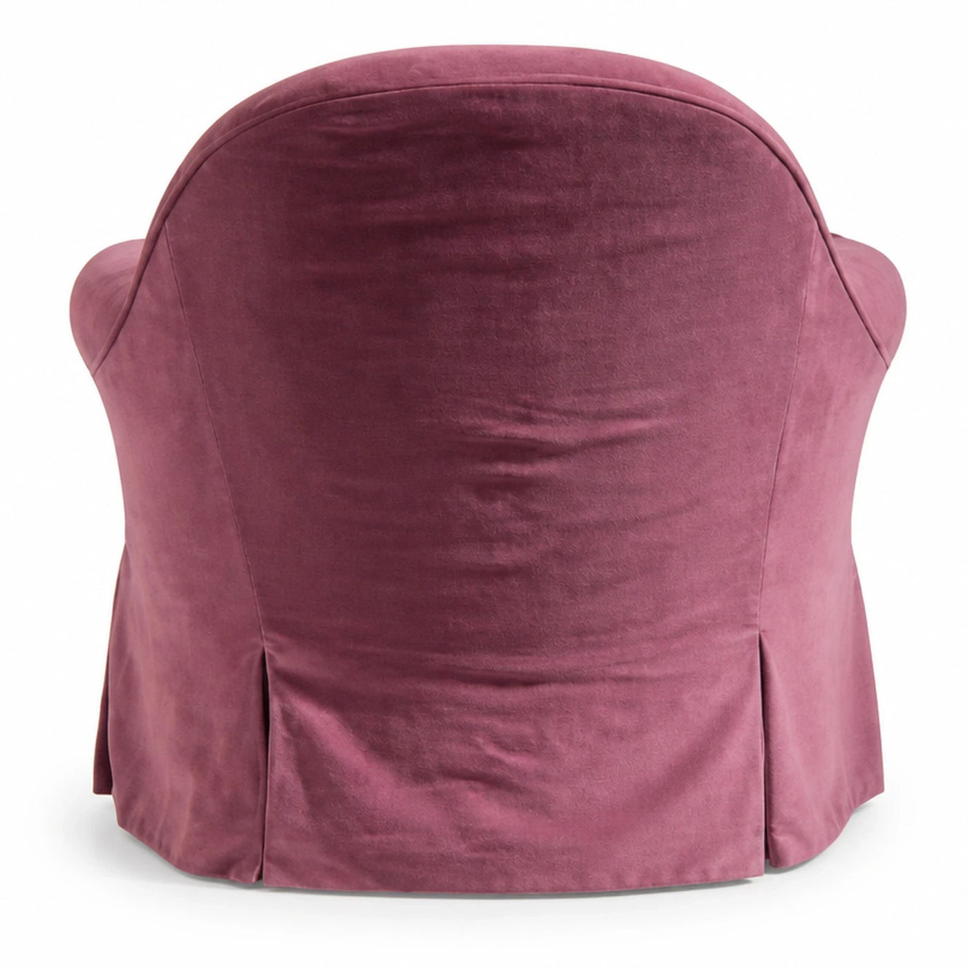 Pink Velvet Armchair with Skirted Base