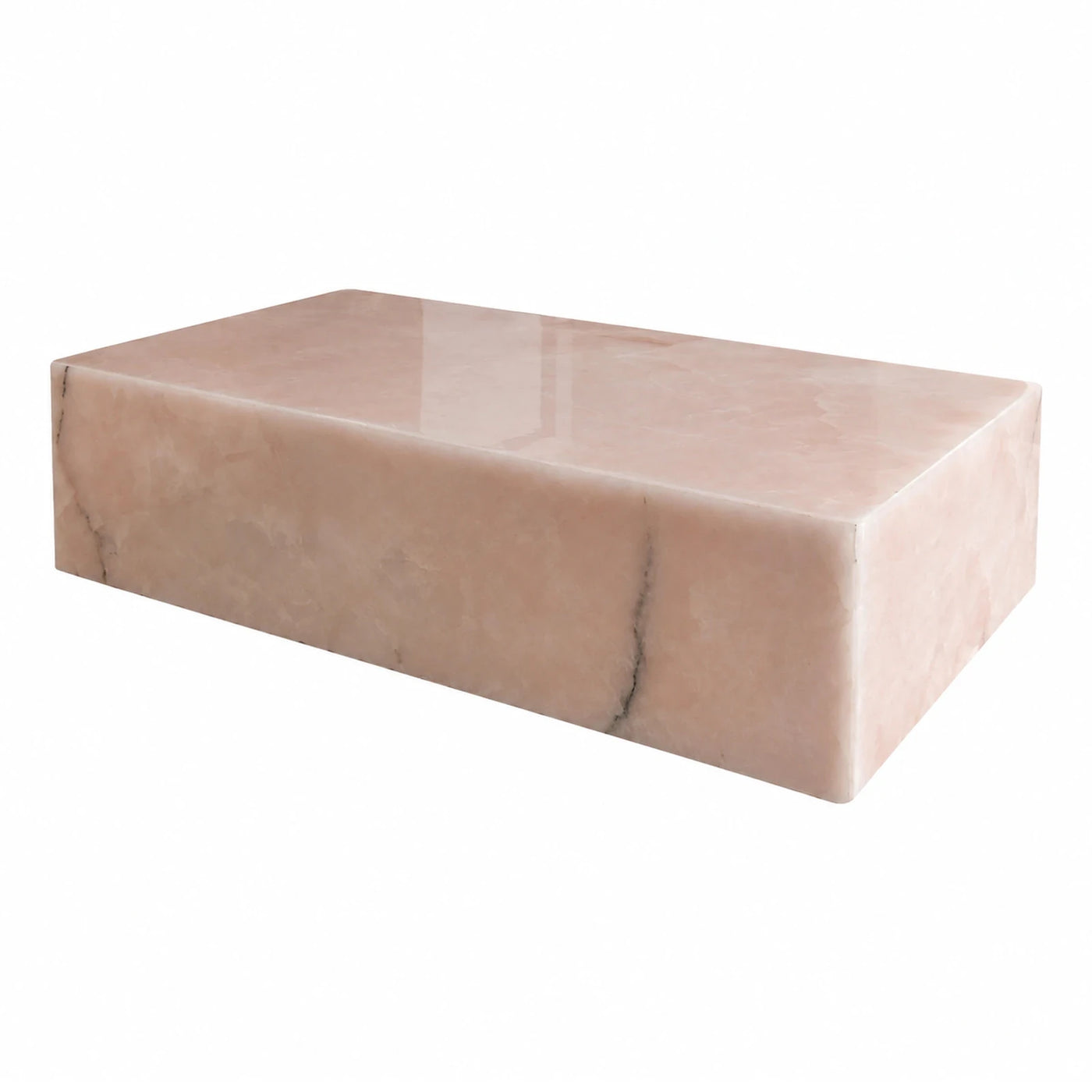 Pink Marble Rectangular Coffee Table