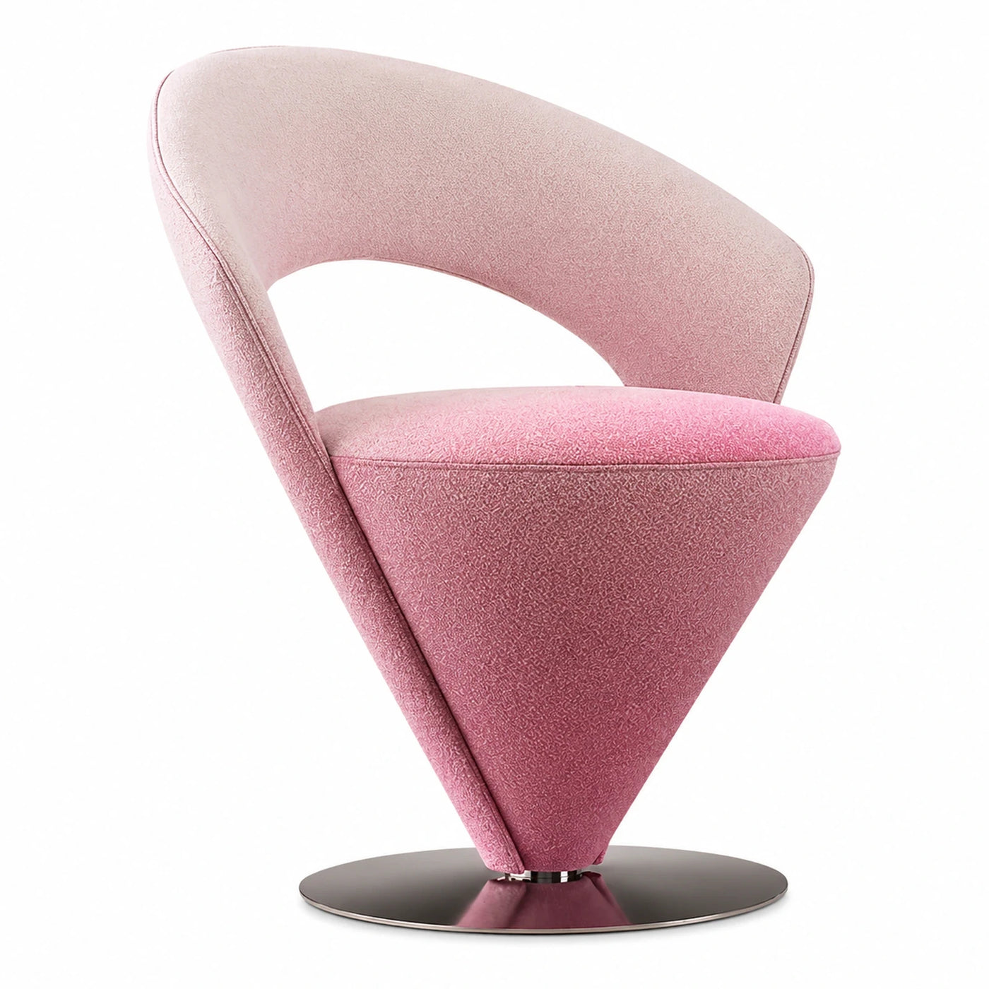 Pink Boucle Swivel Cone Lounge Chair