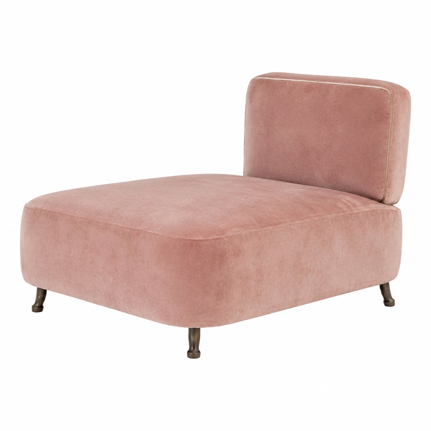 Pink Velvet Chaise Lounge with Metal Legs