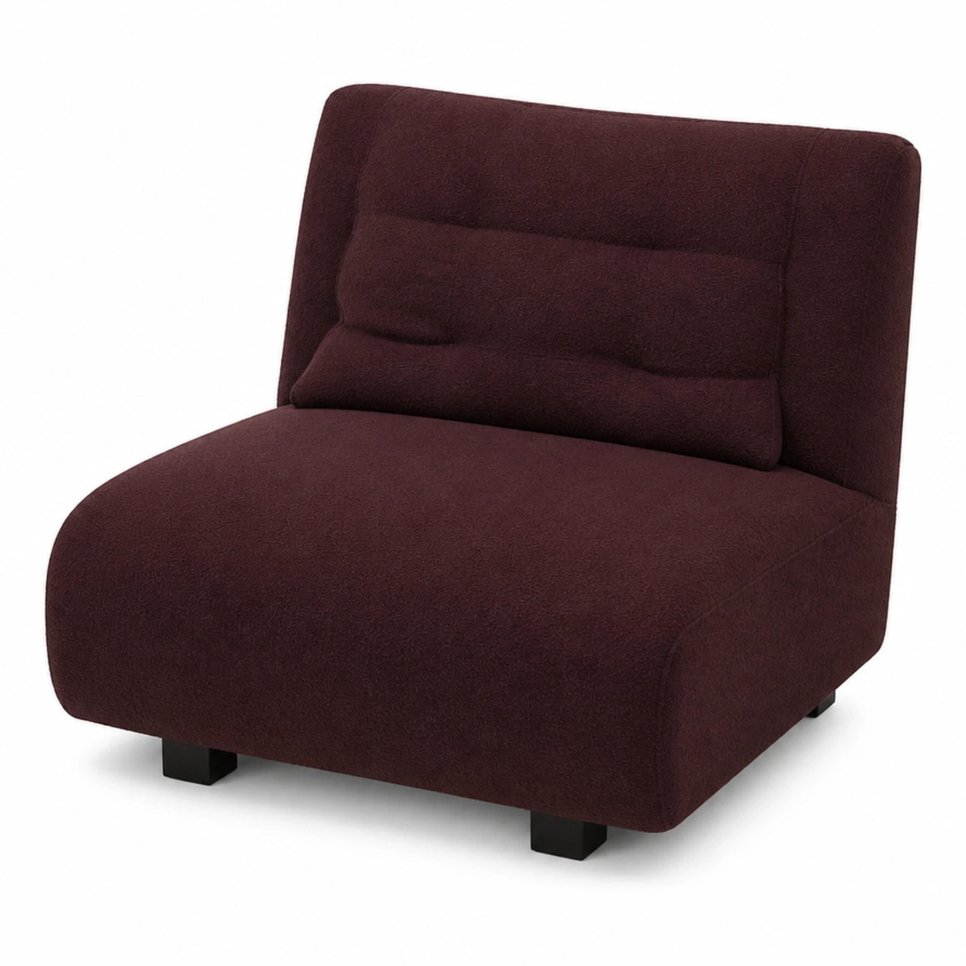 Burgundy Fabric Floor Sofa Chair with Lumbar Pillow
