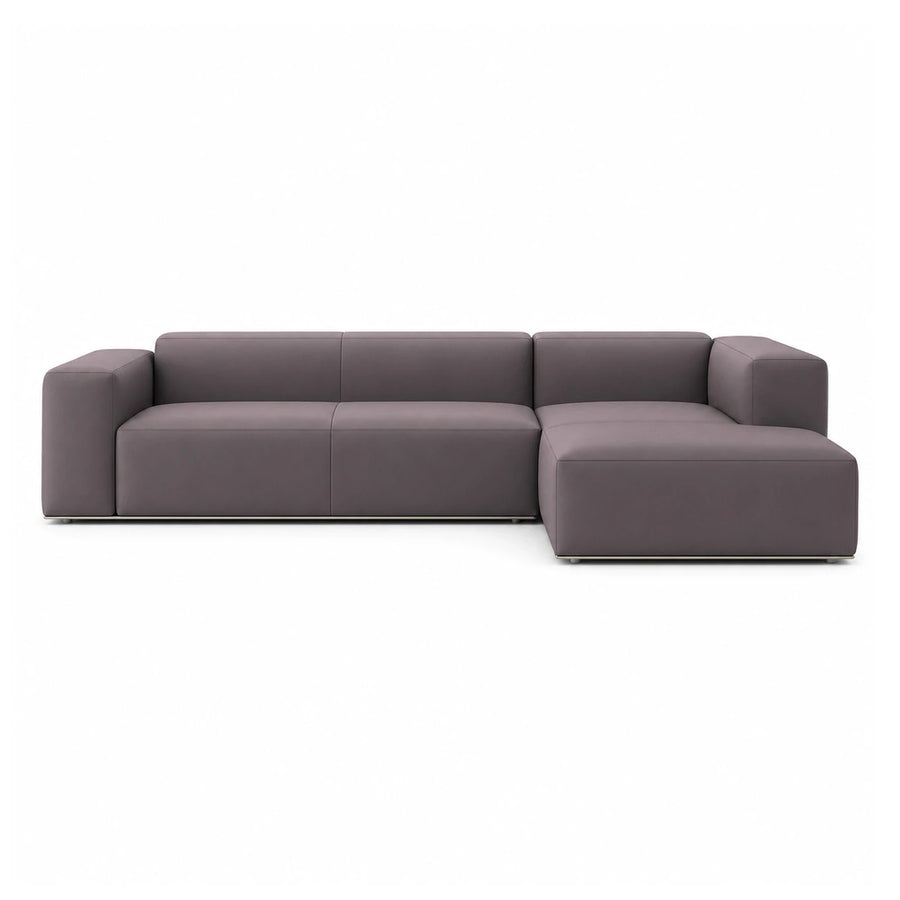 Grey Leather L-Shaped Sectional Sofa