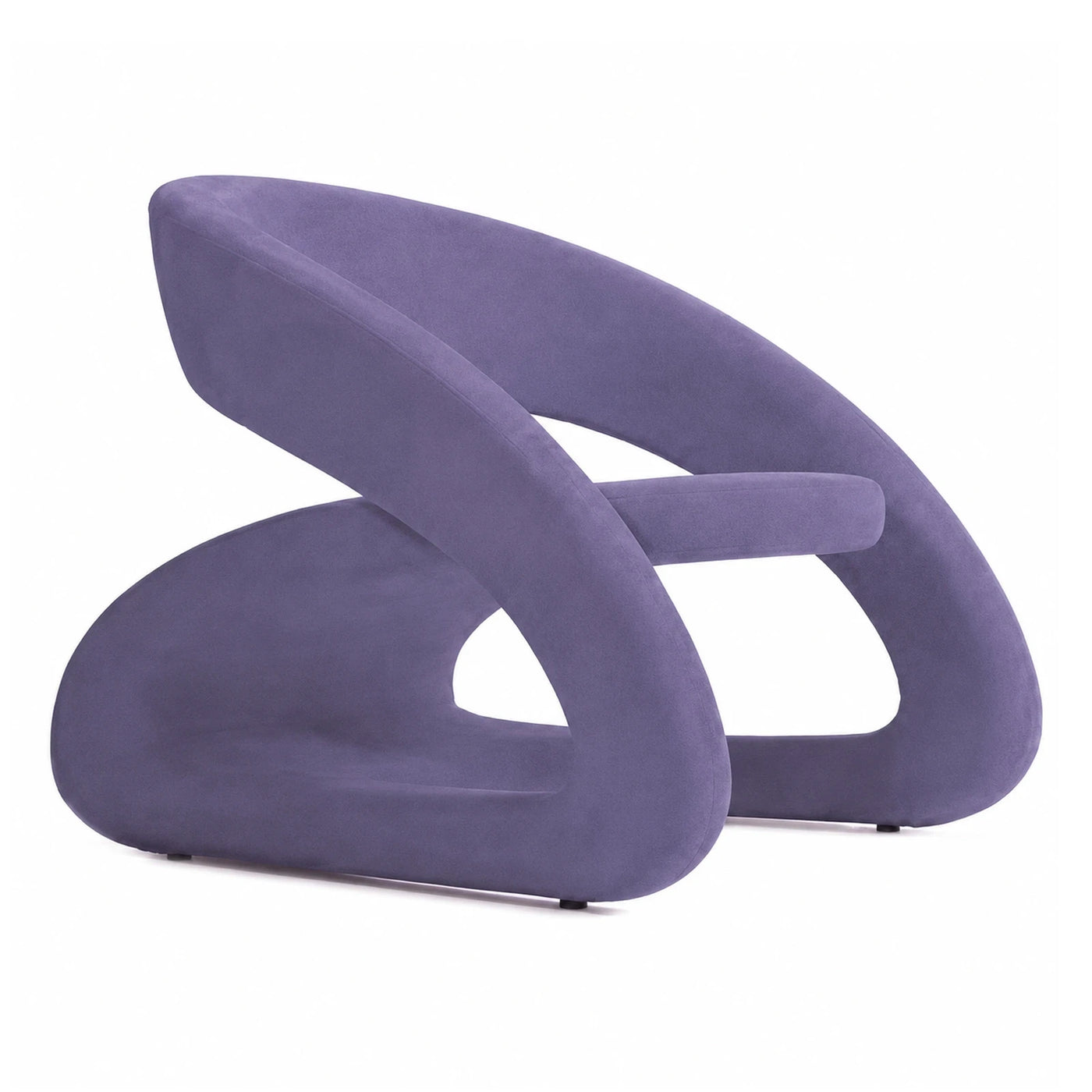 Purple Sculptural Lounge Chair with Curved Frame