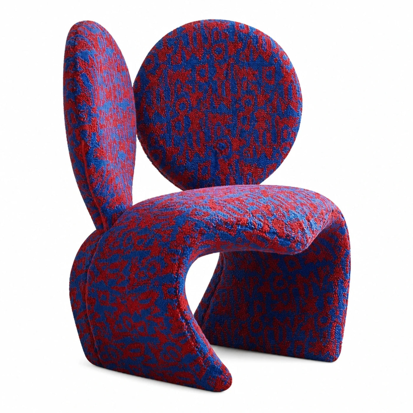 Red and Blue Patterned Sculptural Lounge Chair