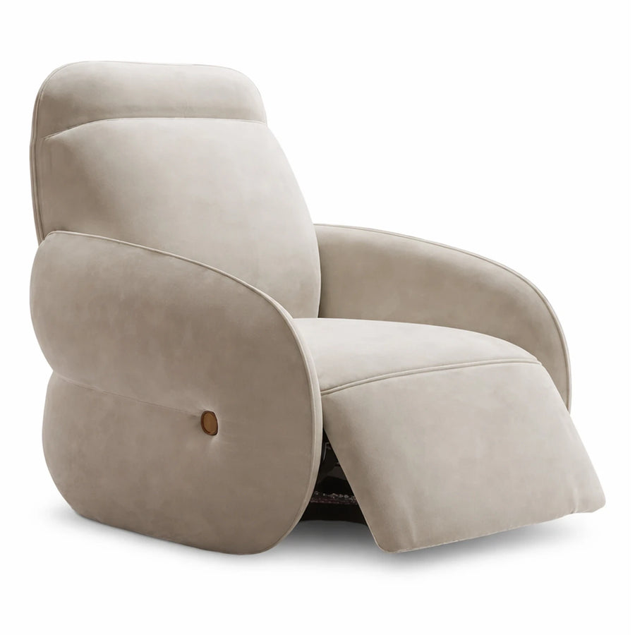 Beige Velvet Recliner Armchair with Button Detail
