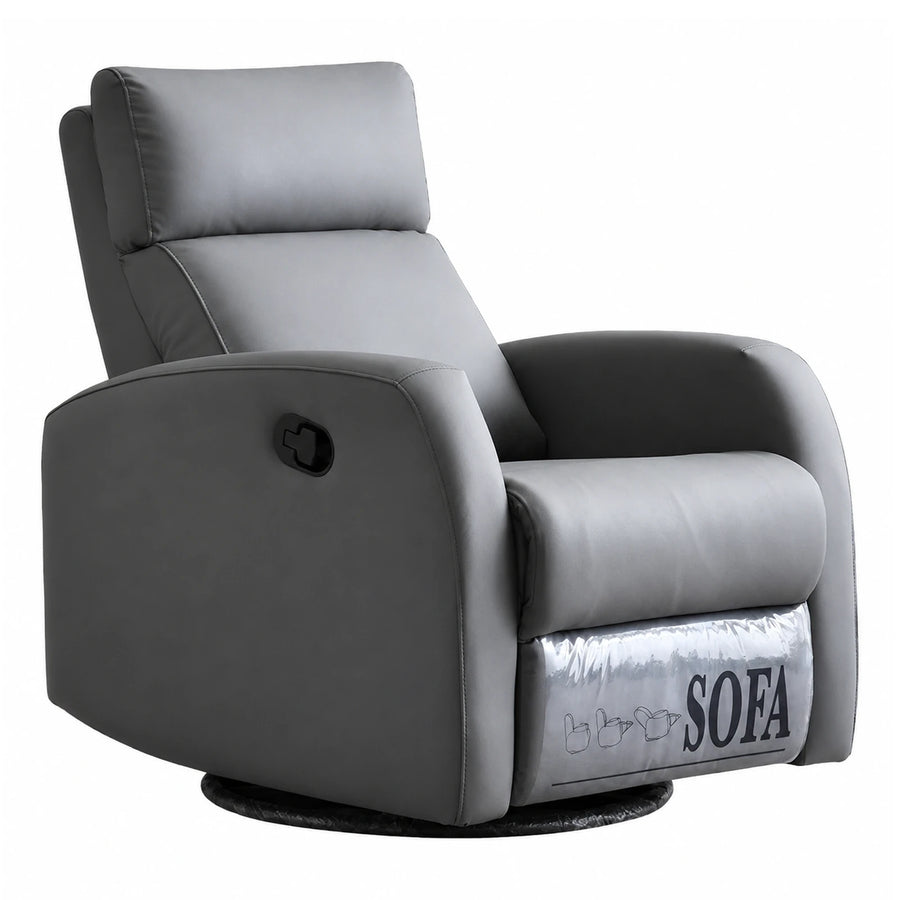 Grey Leather Swivel Recliner Armchair