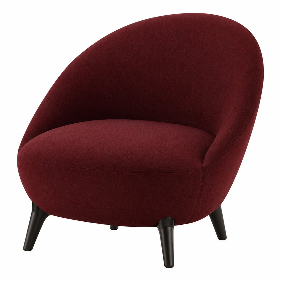 Burgundy Velvet Tub Armchair with Black Legs