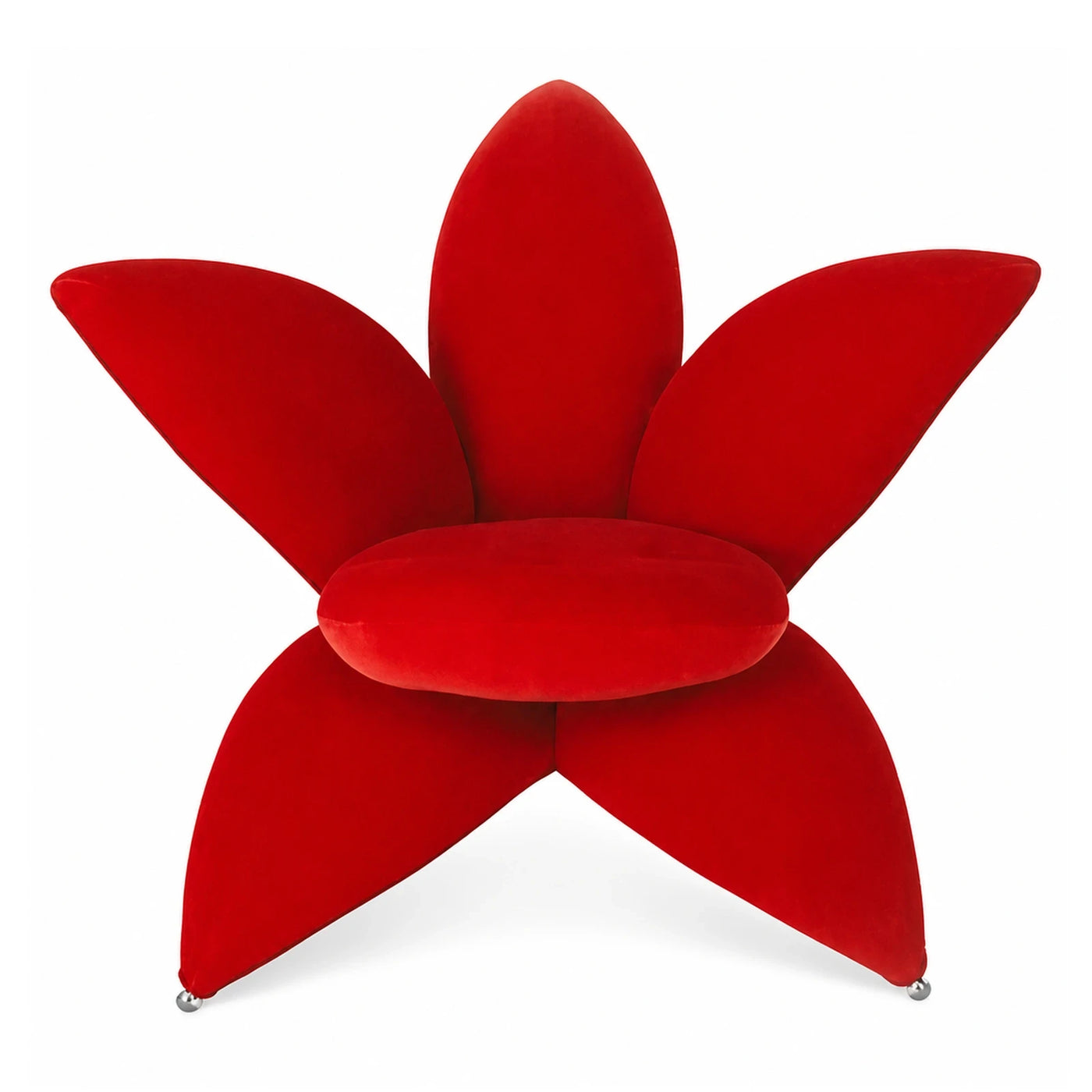 Red Flower Shaped Velvet Lounge Chair