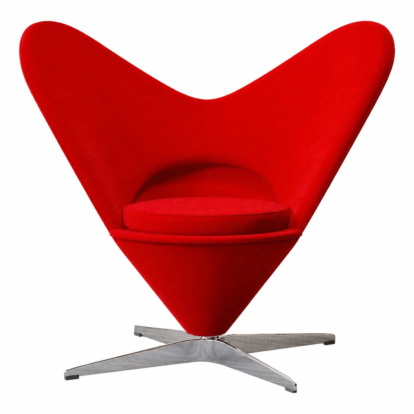 Red Velvet Heart Shaped Swivel Lounge Chair