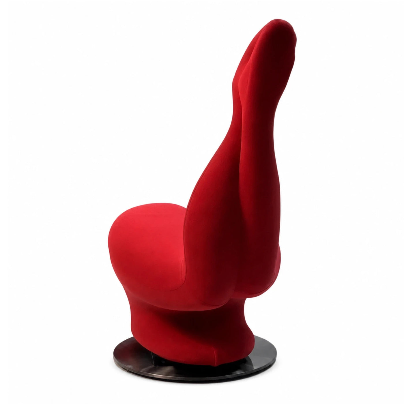 Red Velvet Swivel Lounge Chair with High Back
