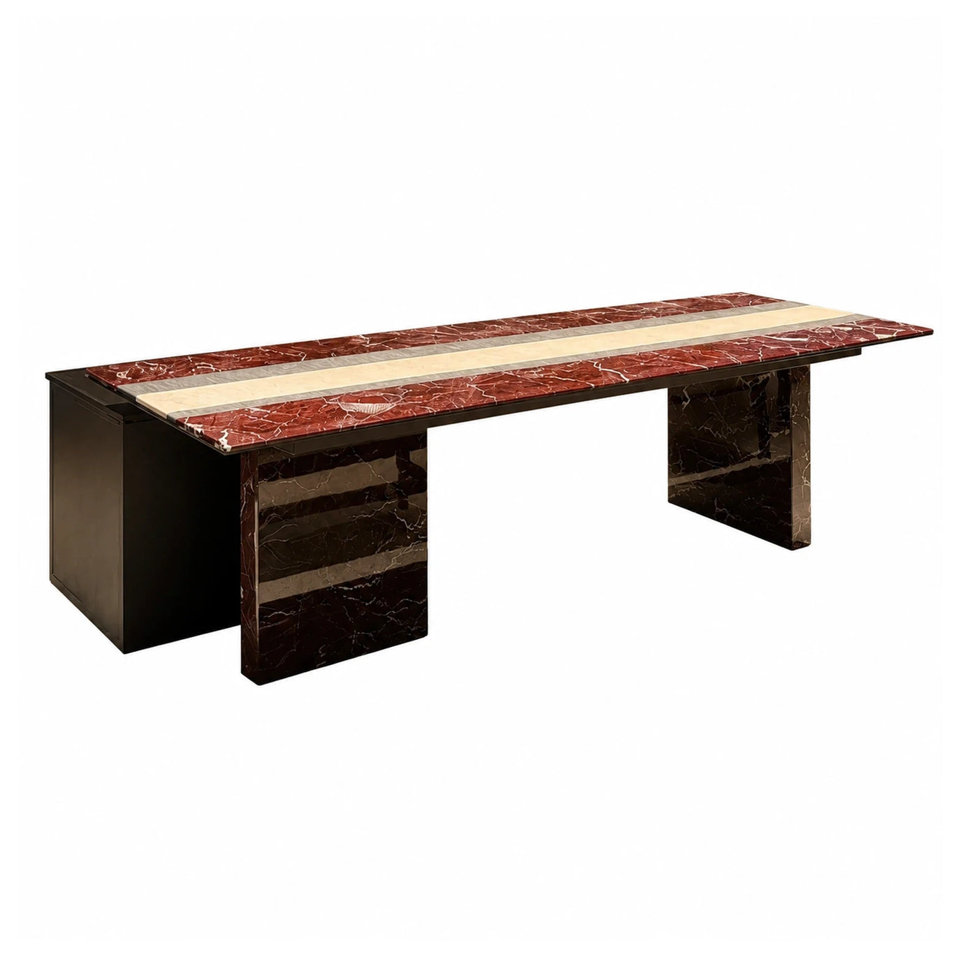 Red Marble Top Executive Desk with Dark Base