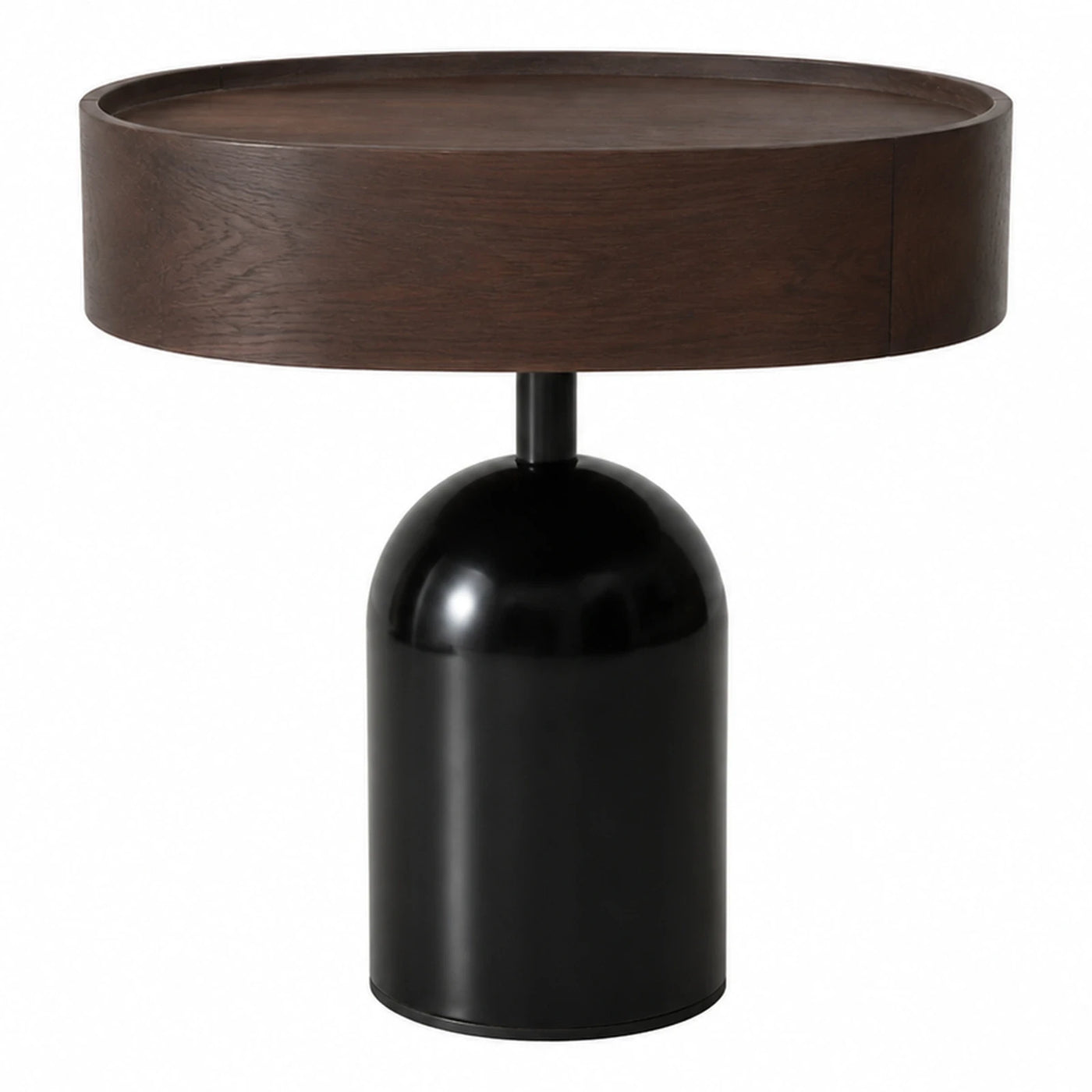 Round Wood Top Side Table with Black Metal Base