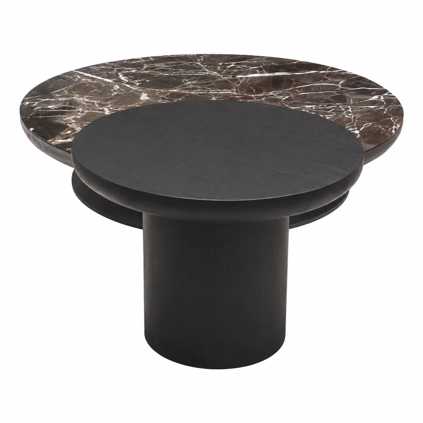 Round Marble and Wood Coffee Table