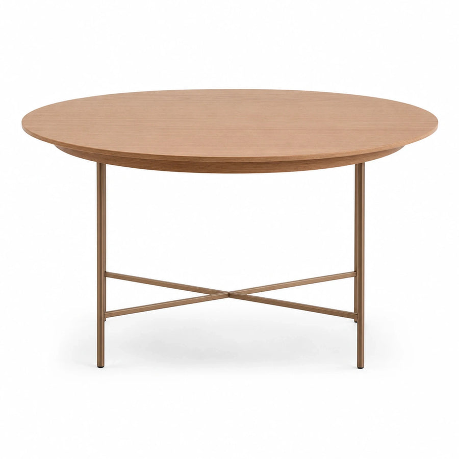 Round Wood Top Dining Table with Metal Base