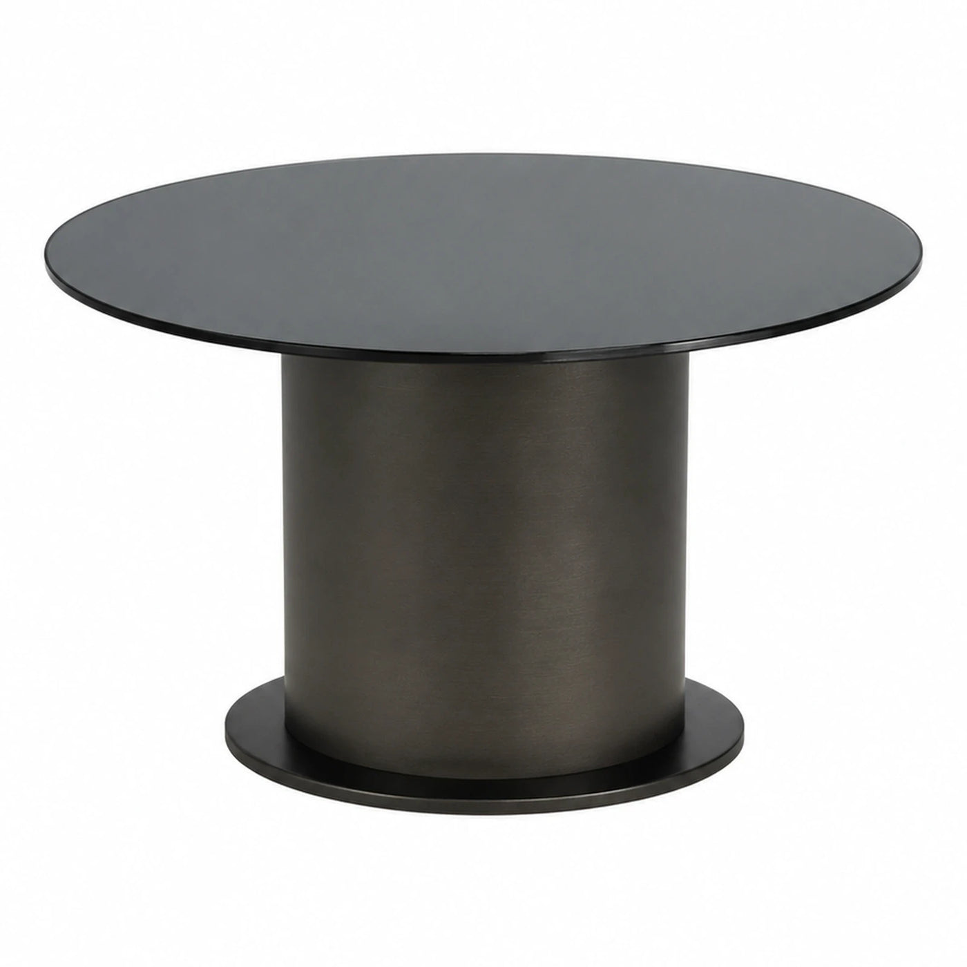 Black Round Glass Top Metal Pedestal Table