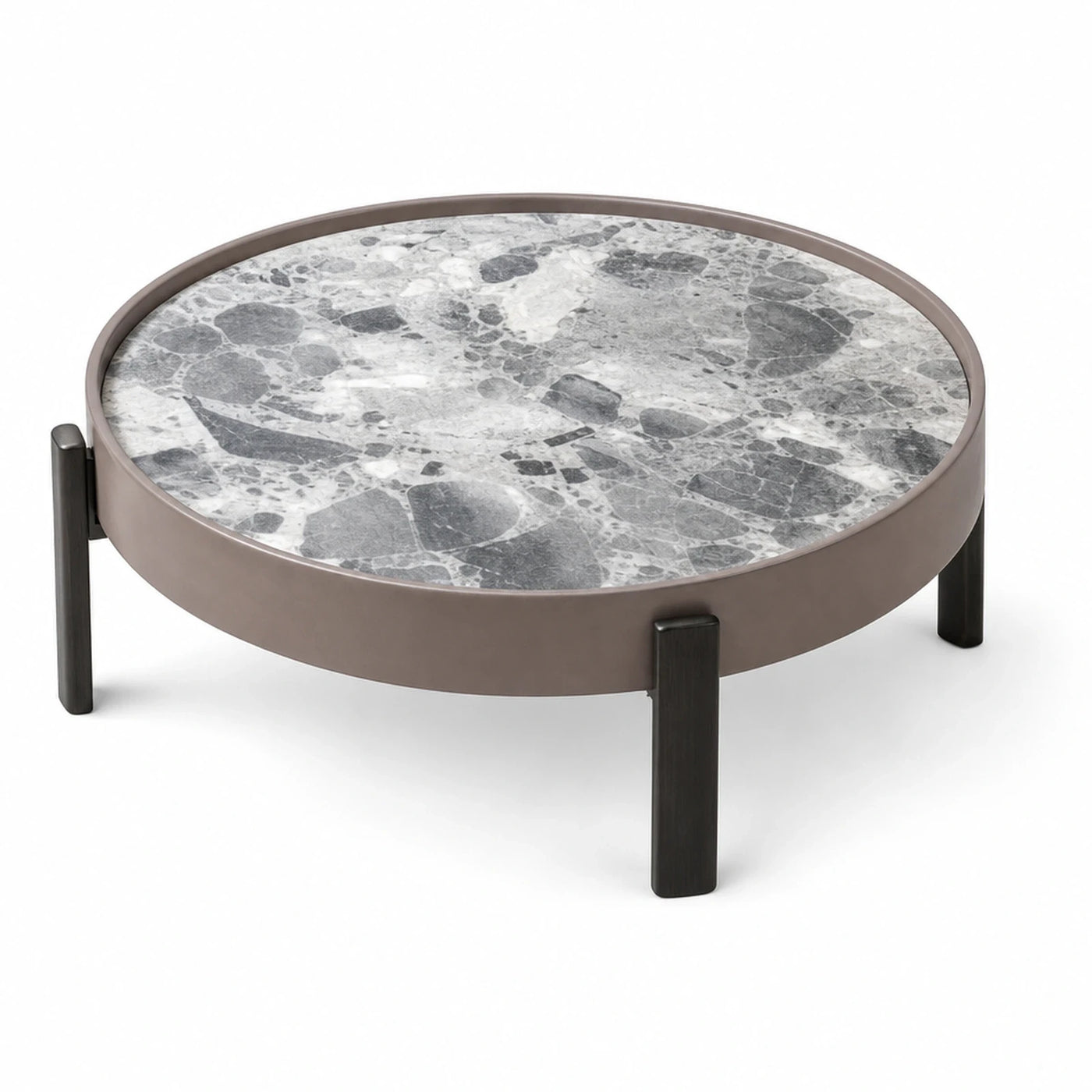 Round Marble Top Coffee Table with Metal Base