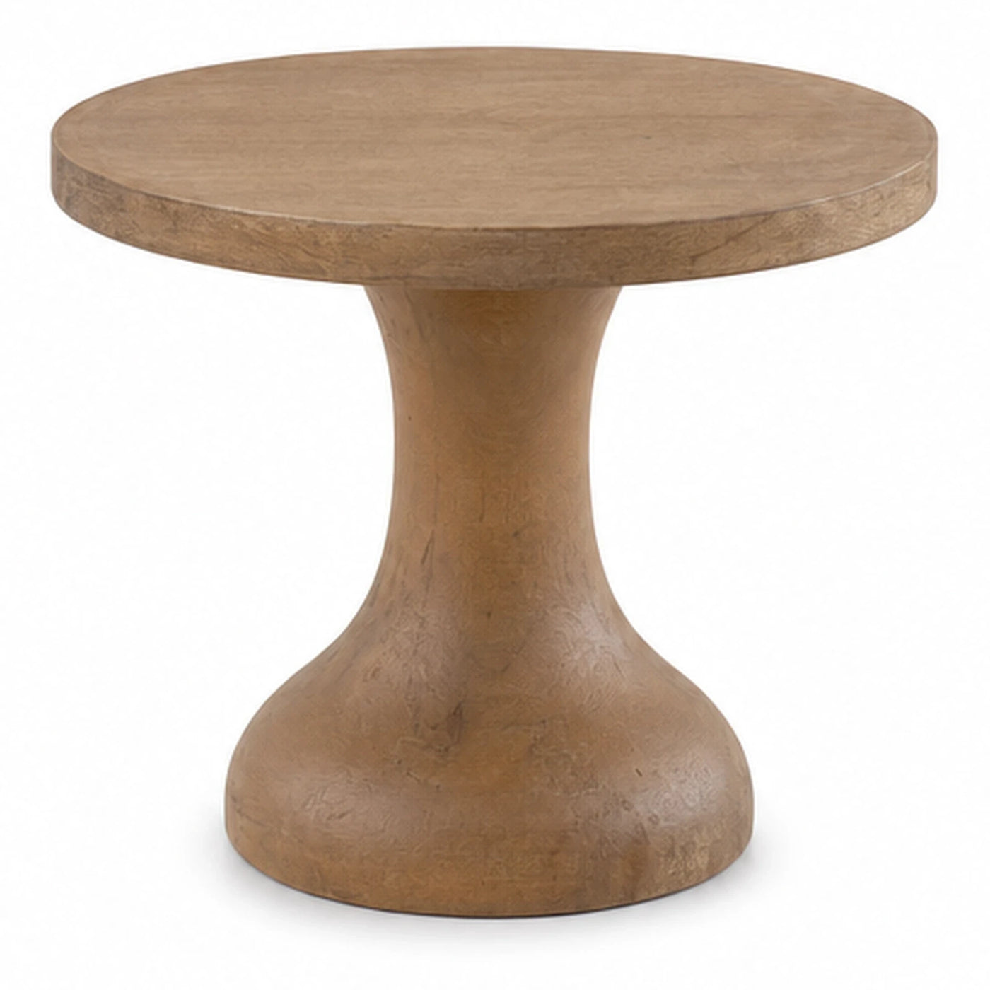 Round Pedestal Side Table in Natural Wood Finish
