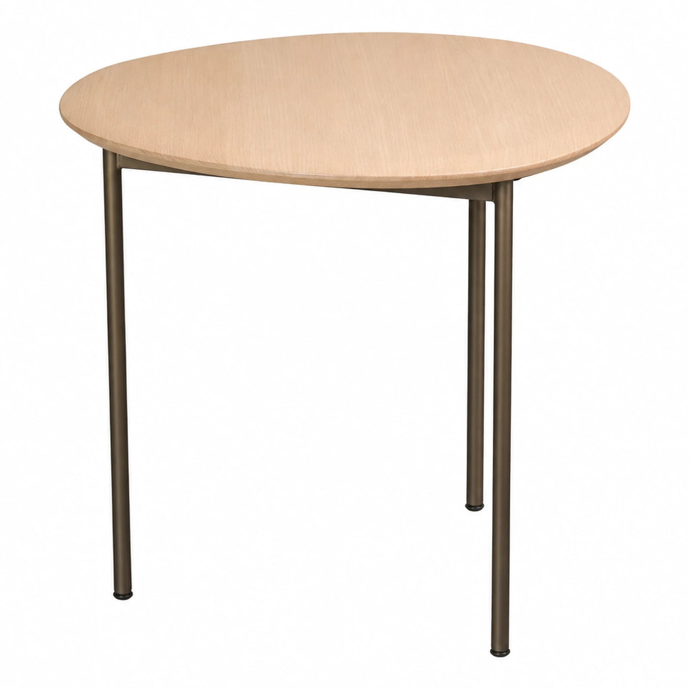 Round Light Wood Top Table with Bronze Metal Legs