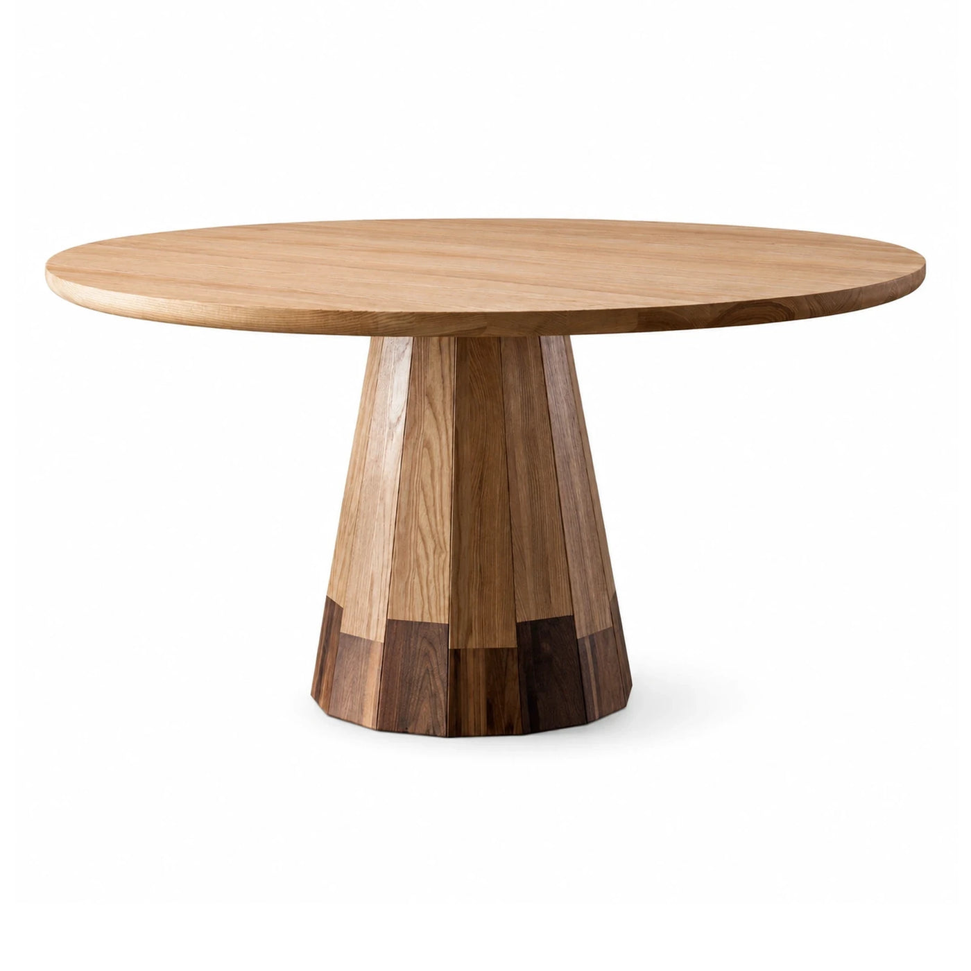 Round Wooden Dining Table with Pedestal Base
