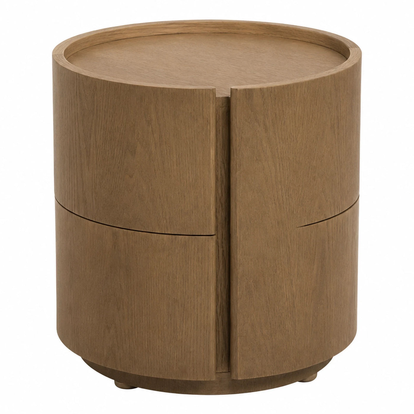 Round Wooden Side Table with Storage