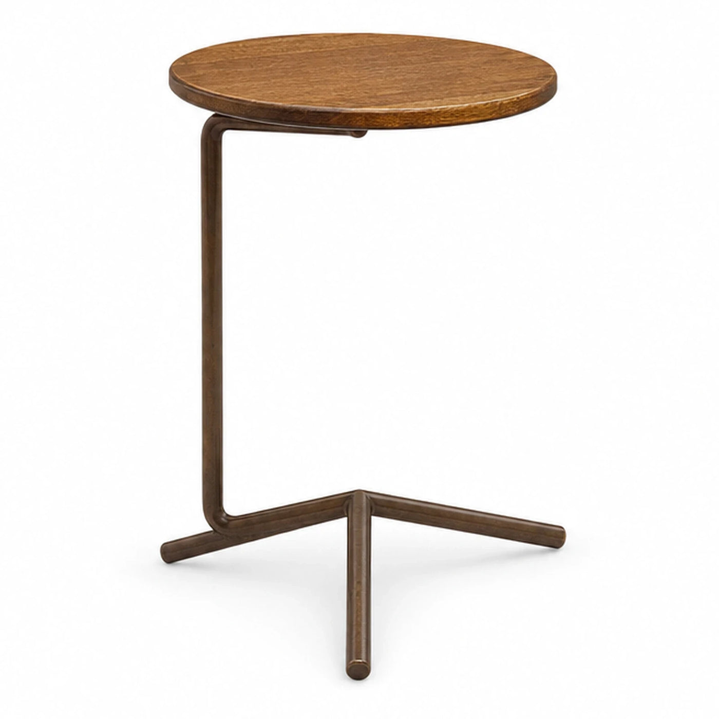 Round Wood Top C-Table with Metal Base