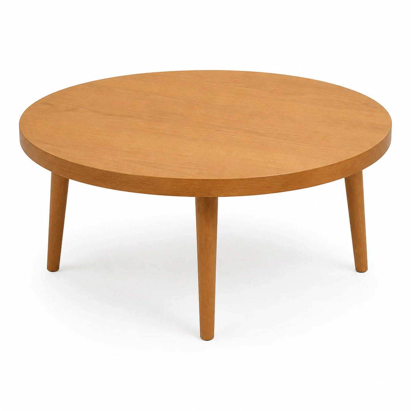 Wide Plank Round Wooden Coffee Table with Tapered Legs Coffee Tables & End Tables