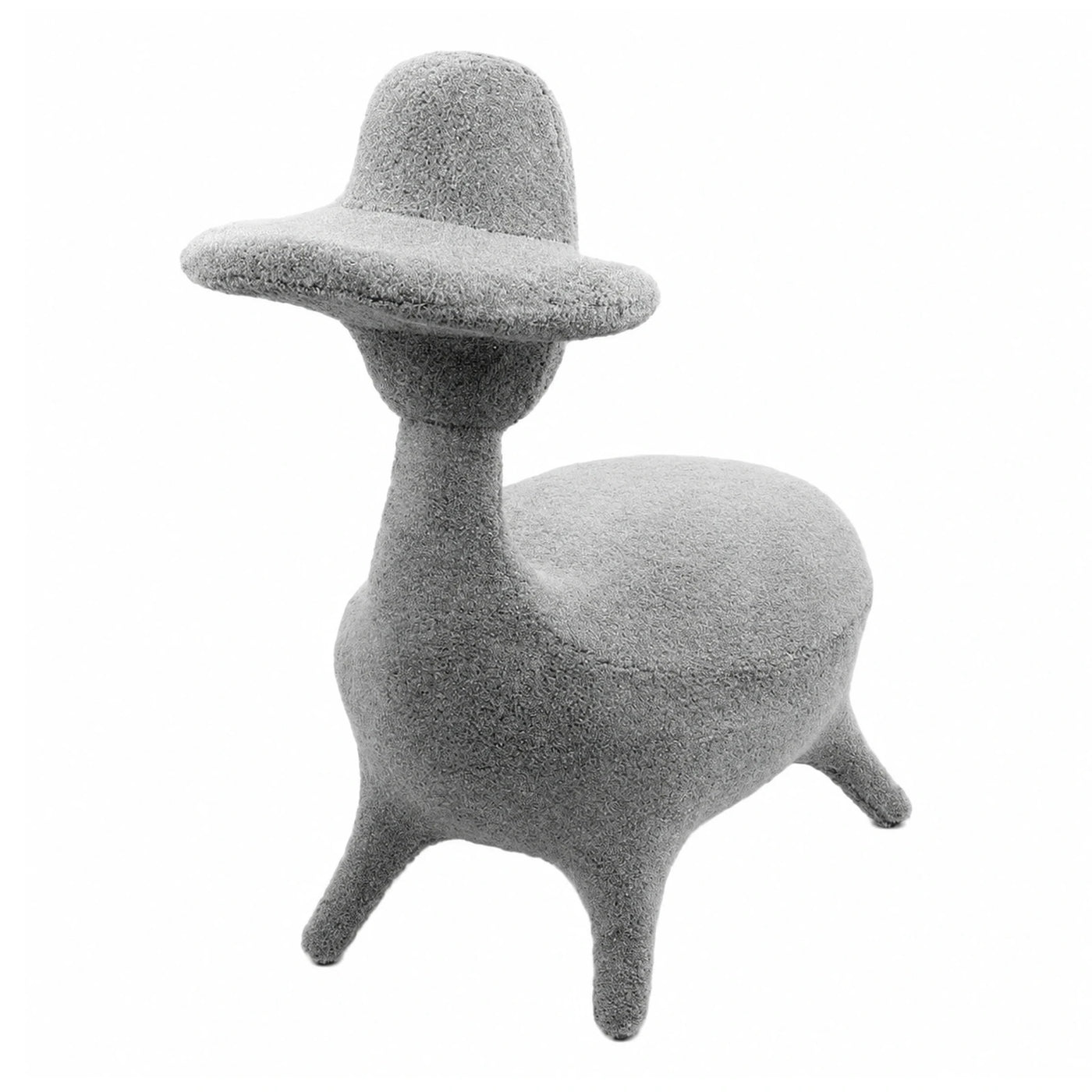 Grey Boucle Deer Shaped Stool