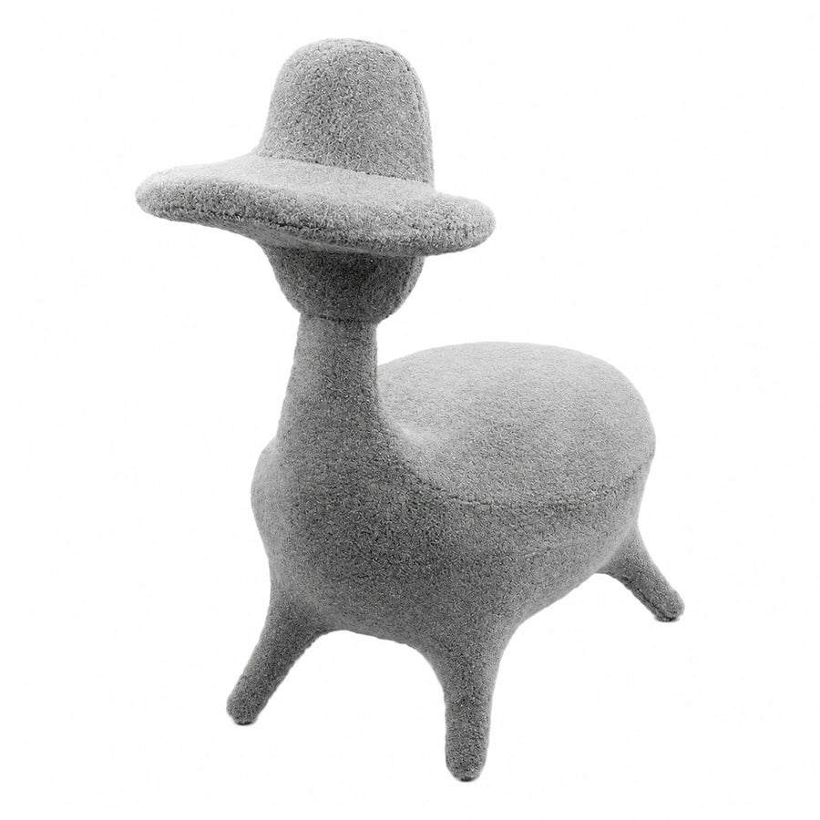 Grey Boucle Deer Shaped Stool