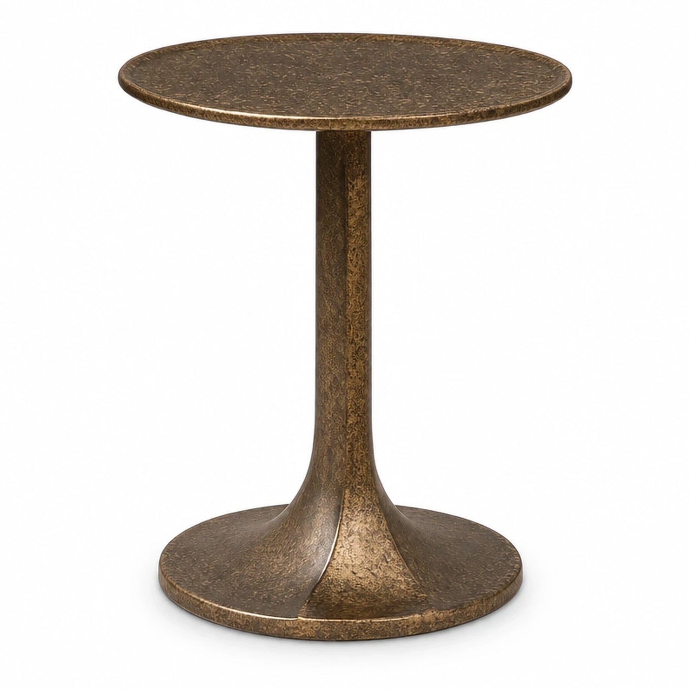 Round Pedestal Side Table with Textured Bronze Finish
