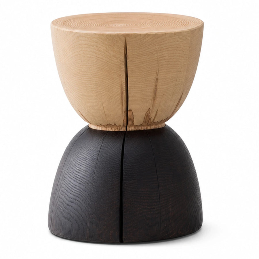 Two-Tone Wooden Stool with Split Design