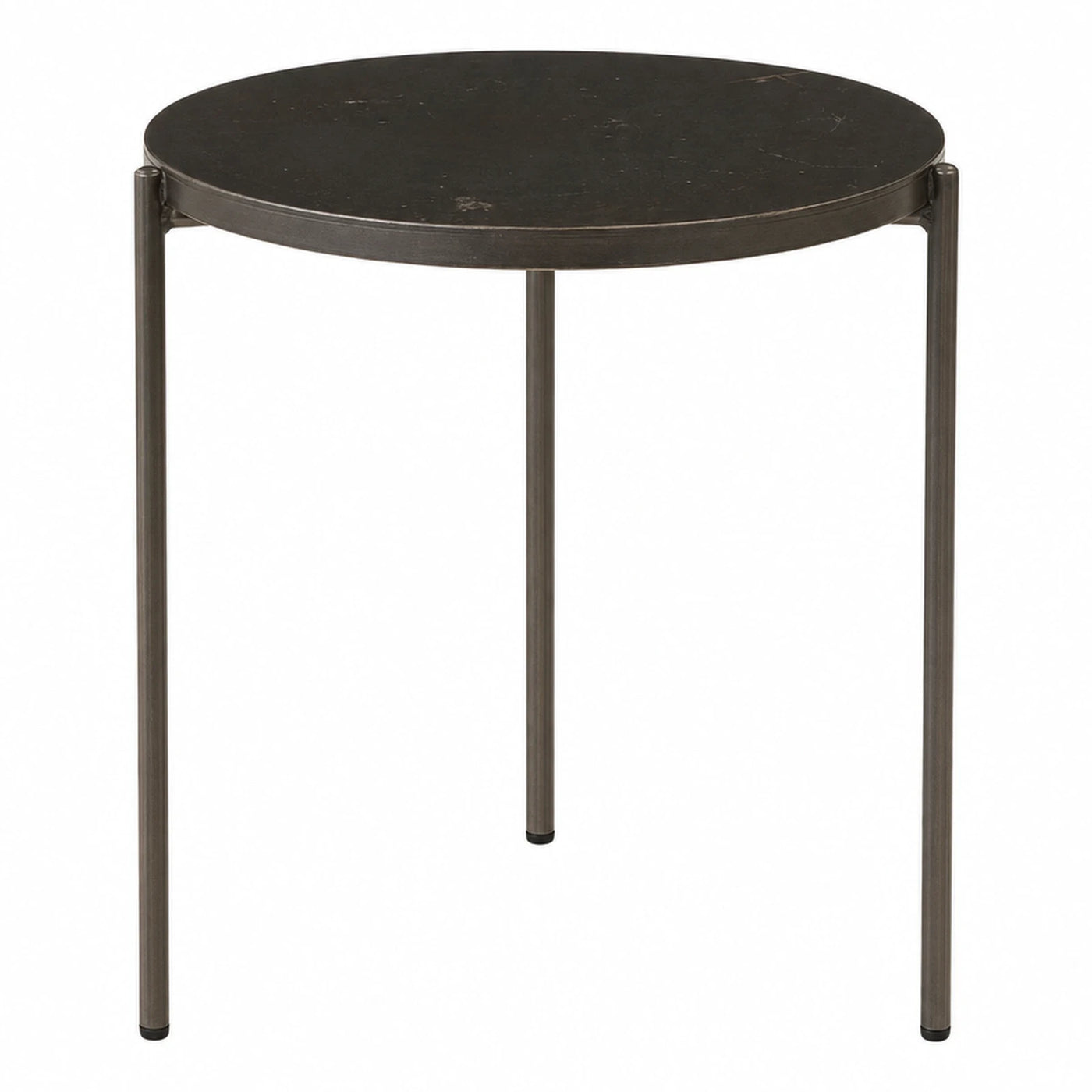 Round Black Marble Top Side Table with Metal Legs